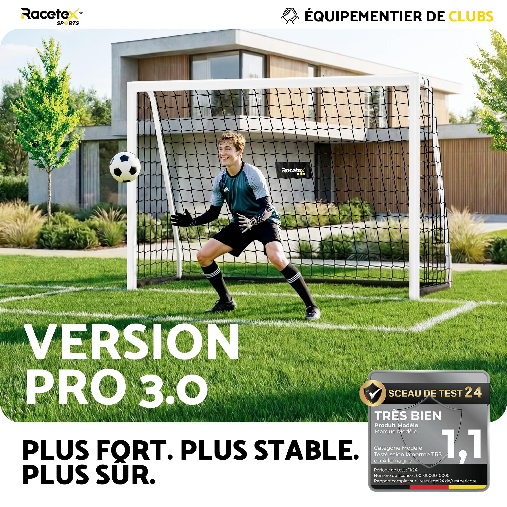 Racetex But de Foot Enfant Exterieur Cage avec Cadre en Acier renforcé ancrages au Sol en Acier Inoxydable