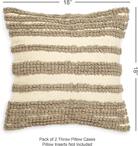 Vista 146 de REDEARTH Fundas de cojín decorativas con textura bohemia – Juego de fundas decorativas de granja tejidas lumbares para sofá, cama, silla, comedor