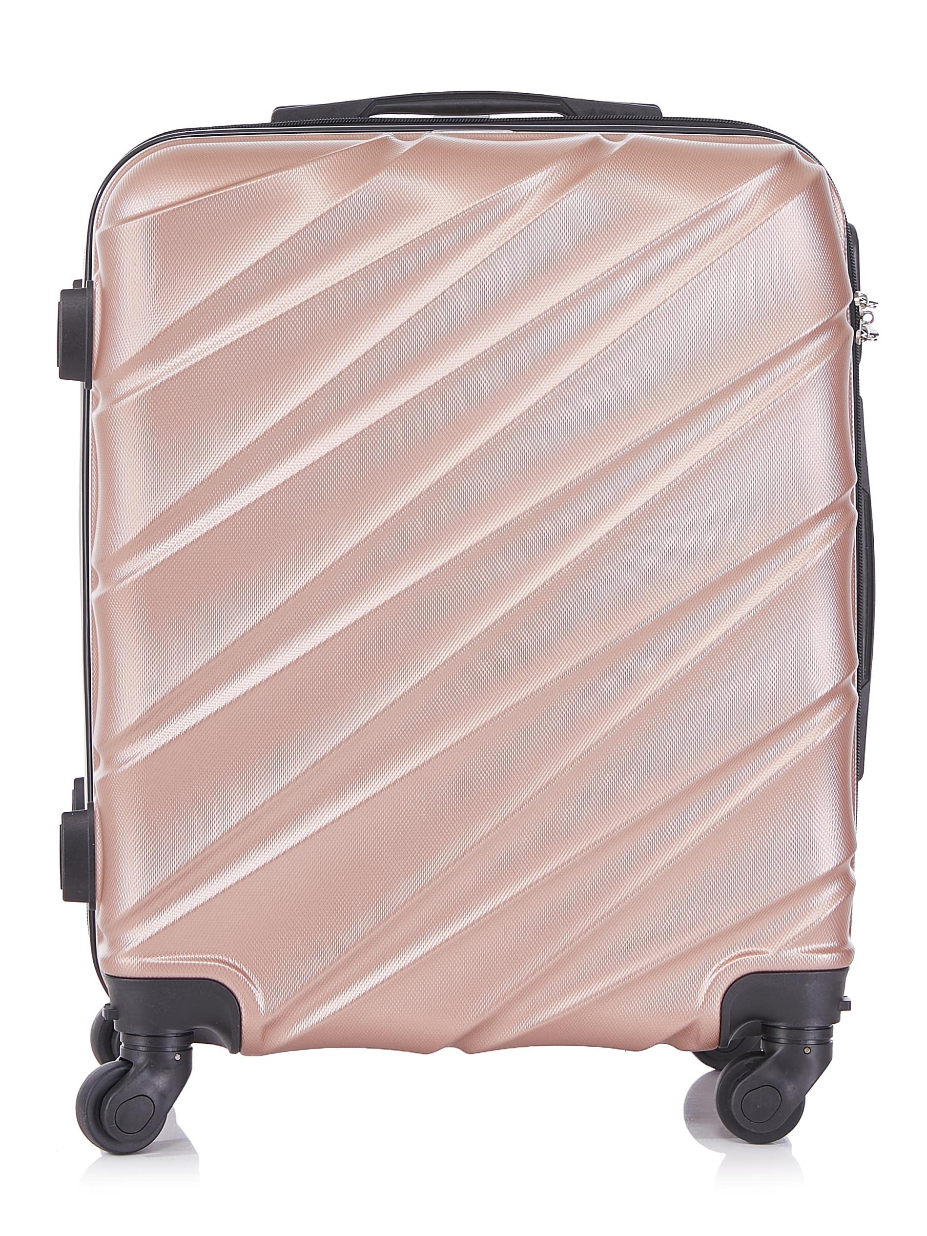 R.Leone Valigia Trolley Bagaglio a mano Rigido Ultraleggero in ABS 4 Ruote Autonome (Rose Gold, 2130 Valigia 56x45x25cm)