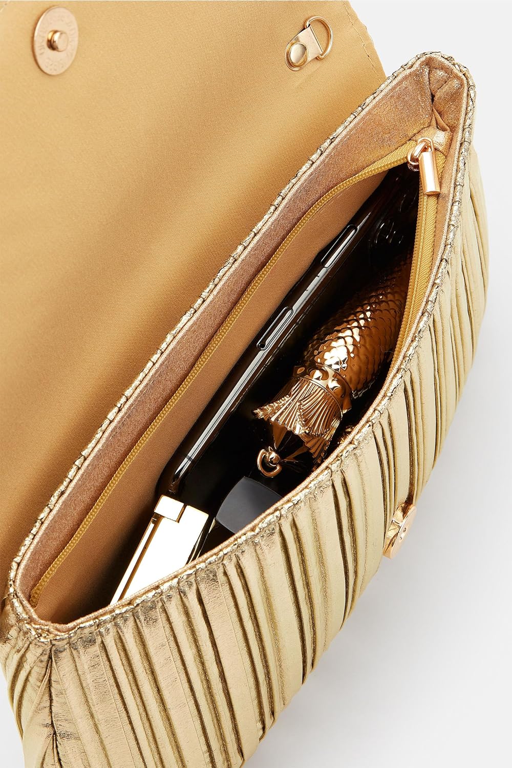 BABEYOND Clutch Purses for Women - Evening Bag Gold Pleated Flap Clutch for Formal Party Cocktail Prom Wedding Handbags - Image 6