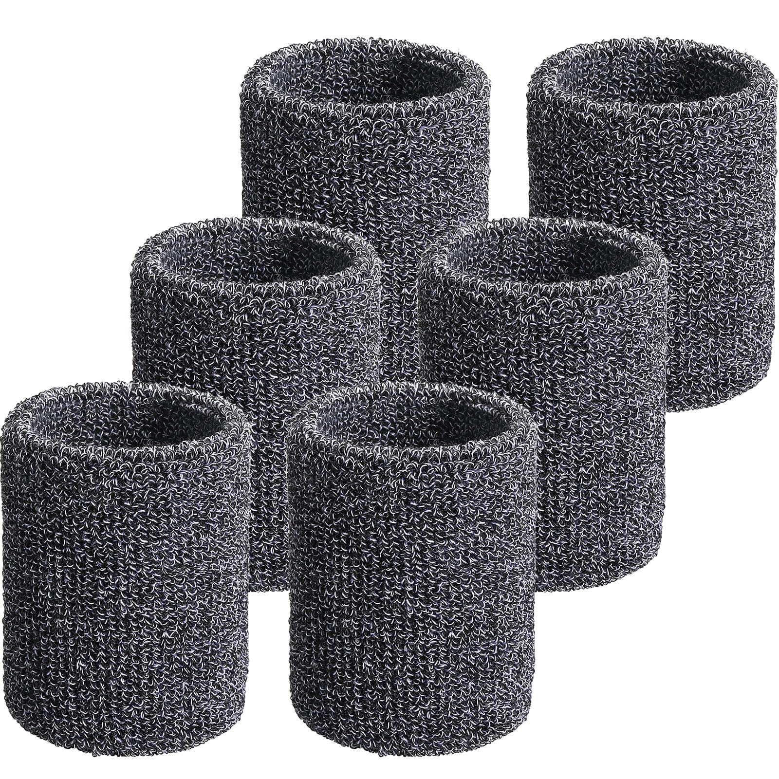 Willbond 6 Pcs Wrist Sweatbands Sports Wristbands for Competitions Absorbent Sweatbands for Basketball Tennis Football Running Working(Black and White) — image 1