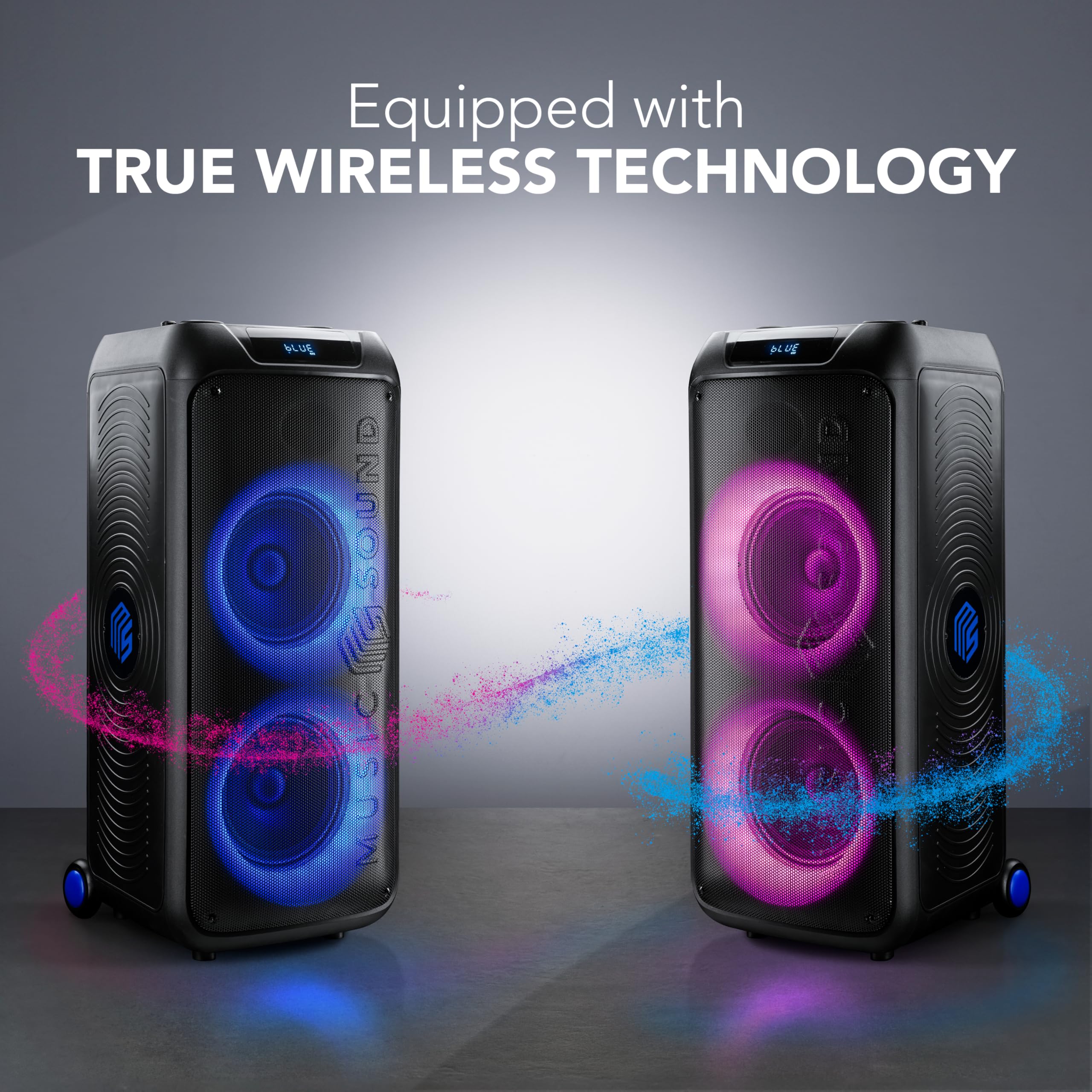 Music Sound SOUND BOX, Speaker Bluetooth Portatile, 110W, Luci RGB Sync, True Wireless, Maniglia e Ruote, 3 Ore di Autonomia, Audio Potente per Party Outdoor