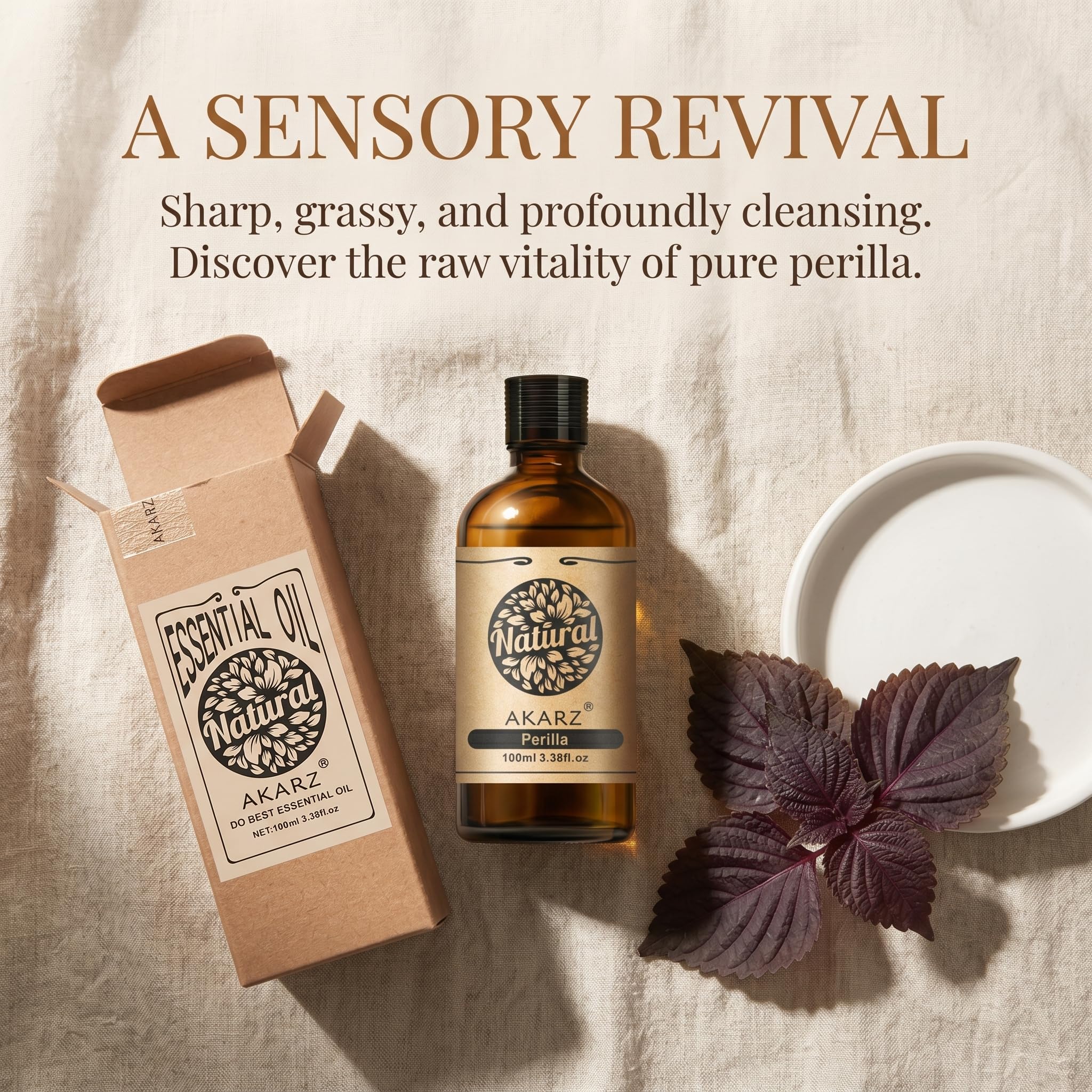 AKARZ 100ml Olejek esencjny z Perilly - Naturalny olejek aromatyczny do dyfuzorów, lamp aromatycznych i aromatów pomieszczeń