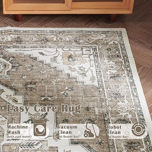 Miniatura 5 de jinchan Alfombra bohemia de 2 x 10 pies, diseño tribal de pelo bajo, lavable, resistente a las manchas, antideslizante, ultra fina, suave, alfombra