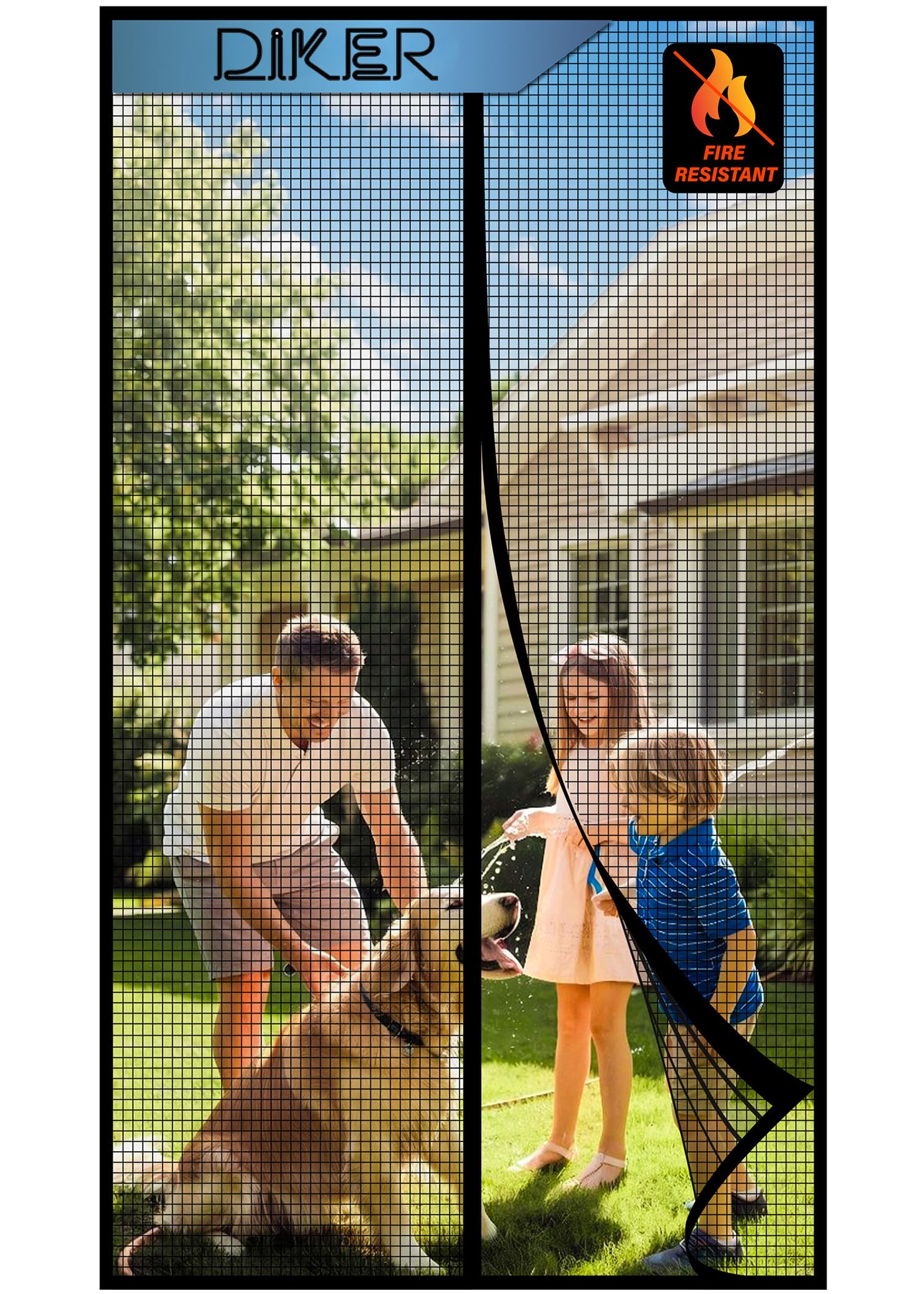 DIKER Mosquitera Puerta Magnetica 100x210cm, Cortina Mosquitera Puerta Exterior Corredera, Mosquiteras para Ventanas para Puertas de Balcón, Fibra de Vidrio para Mayor Durabilidad, Negro