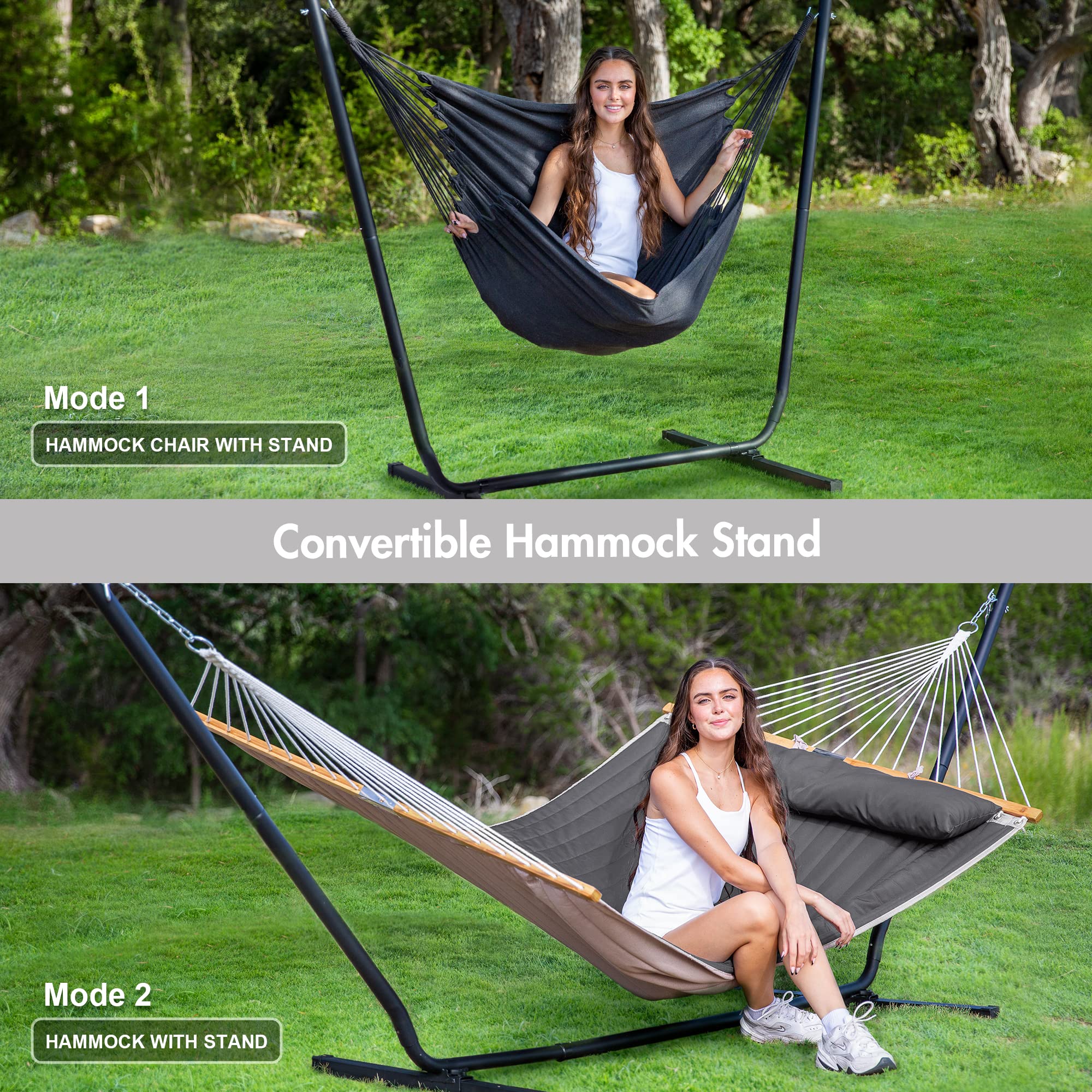 MOCK ONE Hängematte Mit Gestell & Sonnenschutz - Klappbare Gartenhängematte Blau