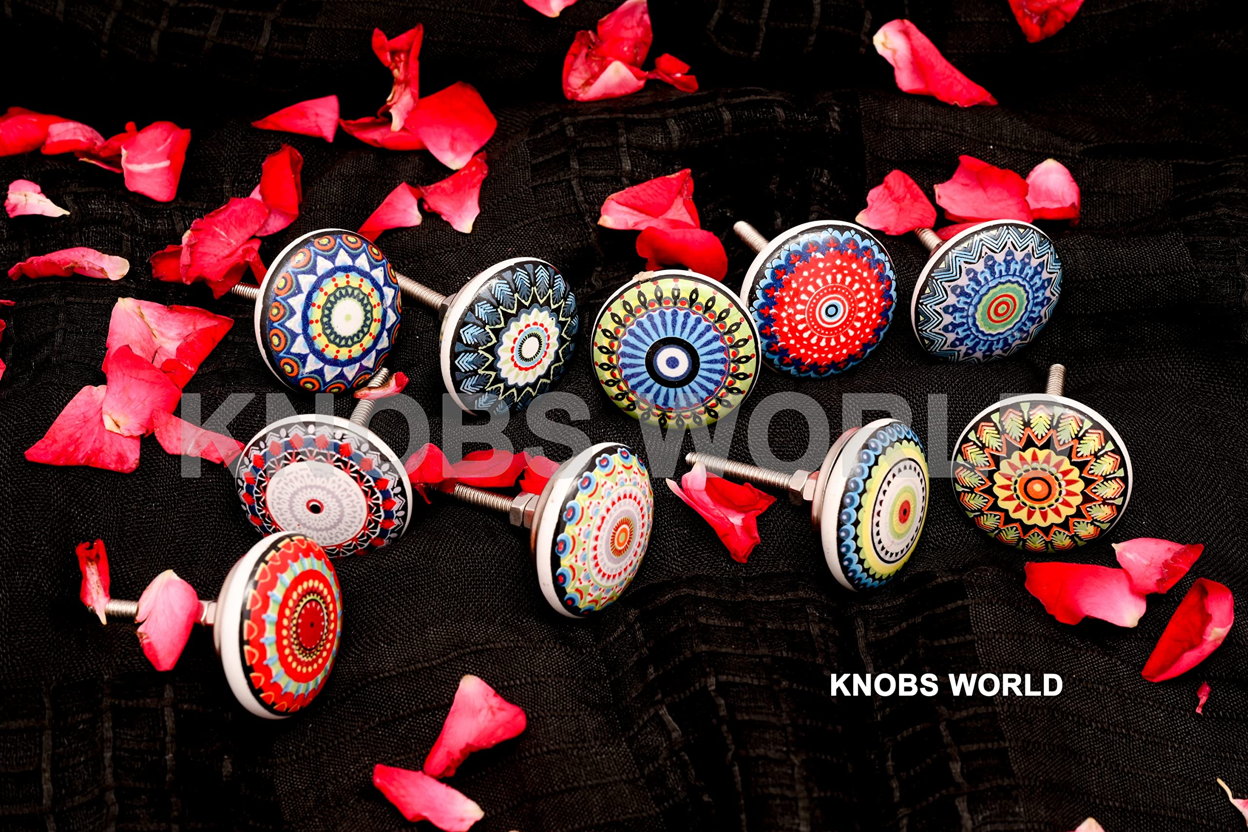 8 Pezzi Pomelli Tiroi, Pomello Per Mobili In Ceramica Vintage A Forma Di Fungo Nero, Maniglie - Foto 3