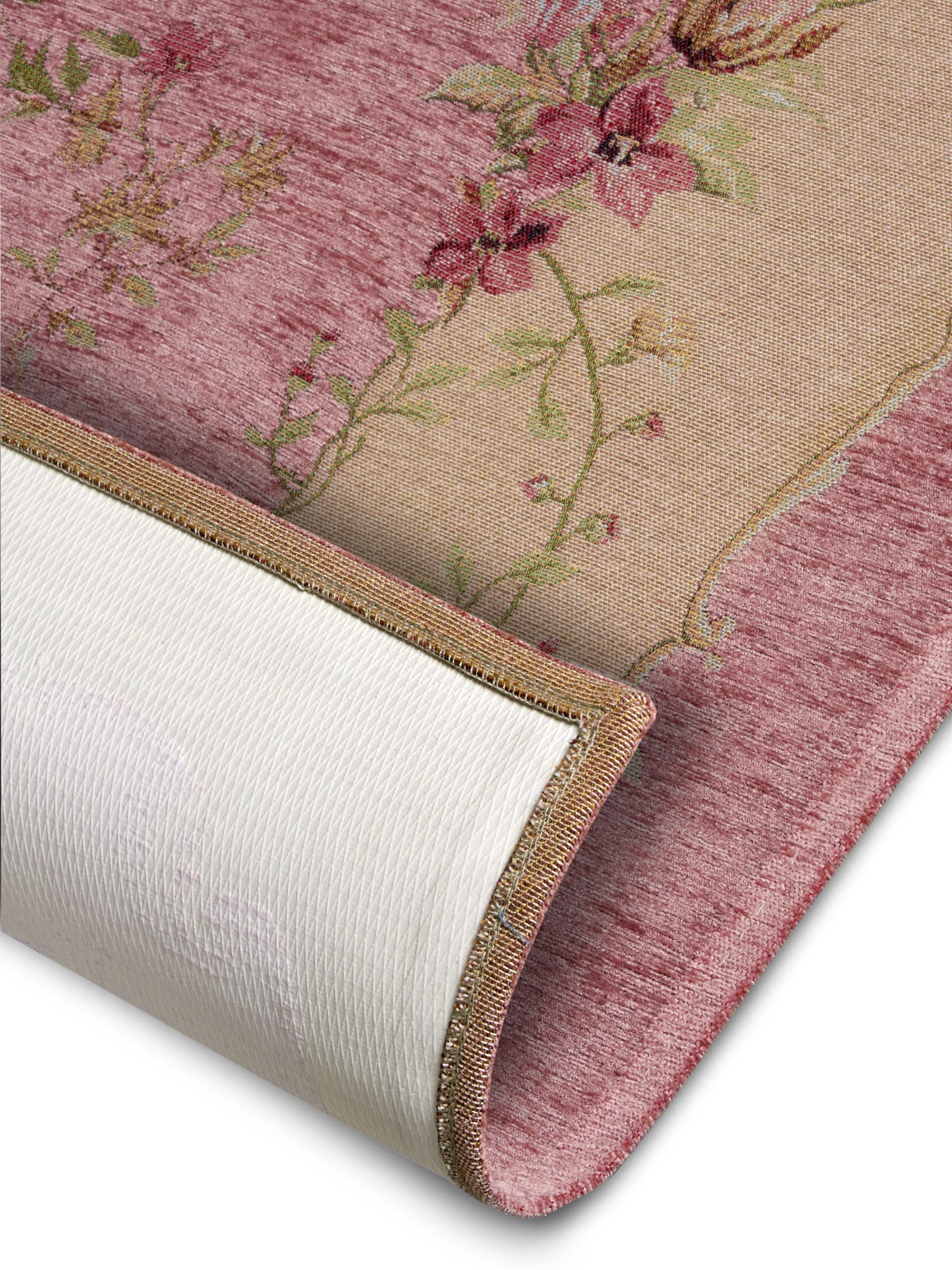 Hanse Home Asmaa Design - Tapis Oriental - Tissé à Plat - Motif Floral Vintage - Dessous antidérapant - Tissé de qualité supérieure - pour Salon, Chambre à Coucher, Salle à Manger, Couloir - Rose