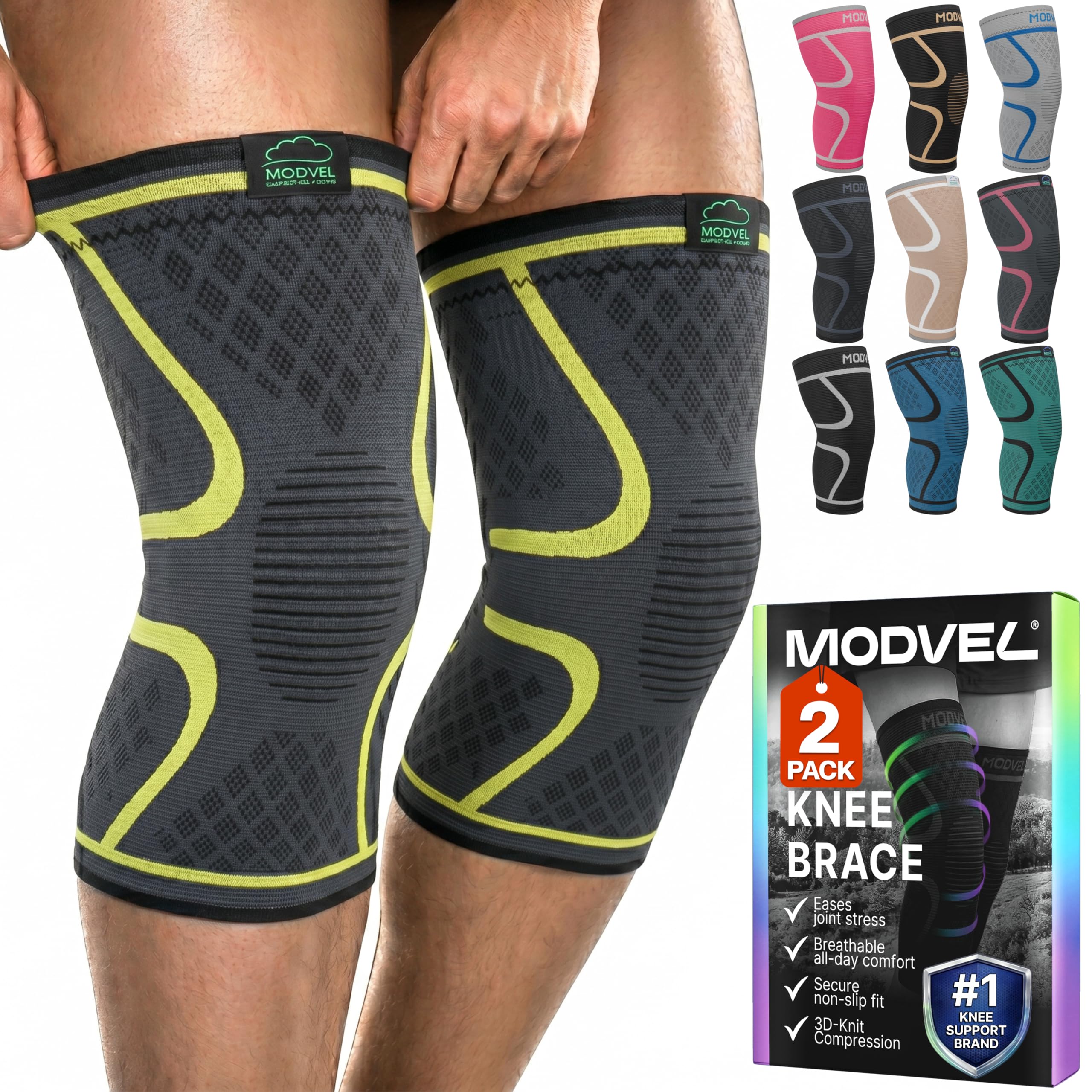 MODVEL Paquete de 2 rodilleras de compresión para hombres y mujeres, rodilleras para correr, ortopédicas para el alivio de rotura de menisco, artritis y malestar articular (XXXL) — view 20