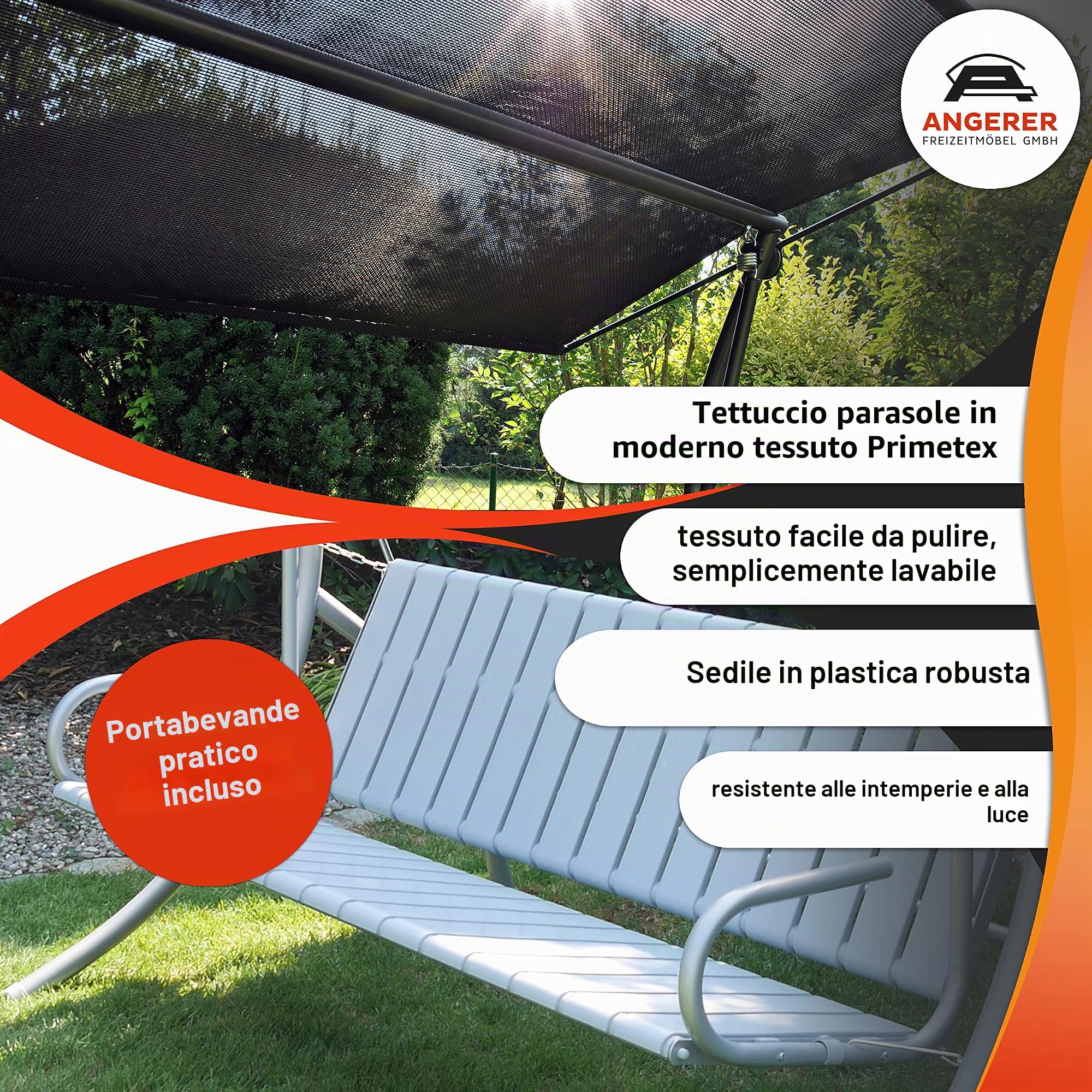 Angerer Drift Smart Dondolo 3 posti Design, Coffee