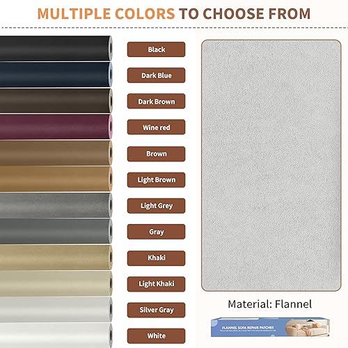 Vista 11 de ONine Kit de reparación de sofá de microfibra, parche de tela adhesiva de 55 x 12 pulgadas, multicolor, agua impermeable, adecuado para sofás, Negro