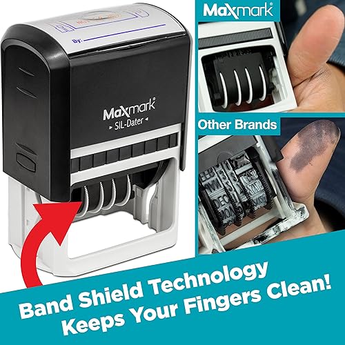 Miniatura 5 de MaxMark Sello de oficina de goma autoentintado grande con frase y fecha de pago - Tinta roja, banda de 12 años - Estilo 3