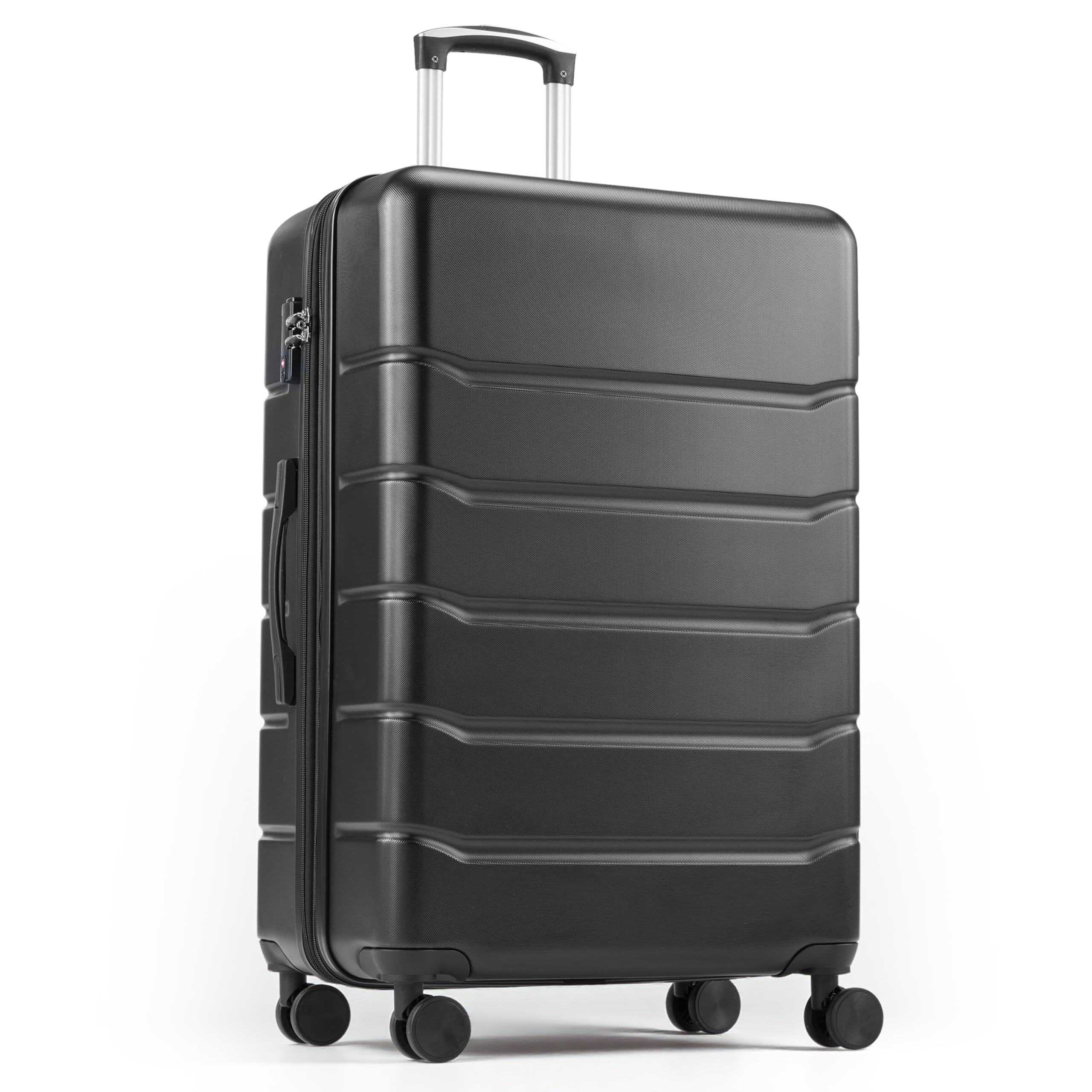 HealSmart 20 Expandable Hard Shell Carry On Luggage with Spinner Wheels TSA Lock ABS Lightweight Rolling Suitcase Black