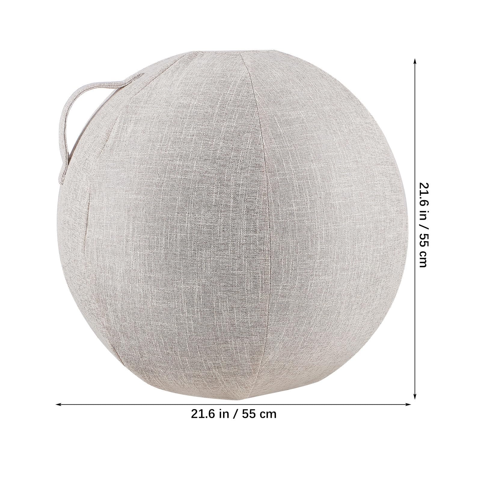 Housse en coton et lin pour ballons de gymnastique, anti-boulochage, antidérapante, 55 cm, lavable, pour fitness et yoga, 1 pièce, beige