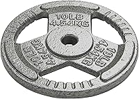 Vista 2 de Fitvids Juego de discos de pesas estándar de 1 pulgada, juego de pesas para entrenamiento de fuerza en el gimnasio en casa, diseño de triple asa