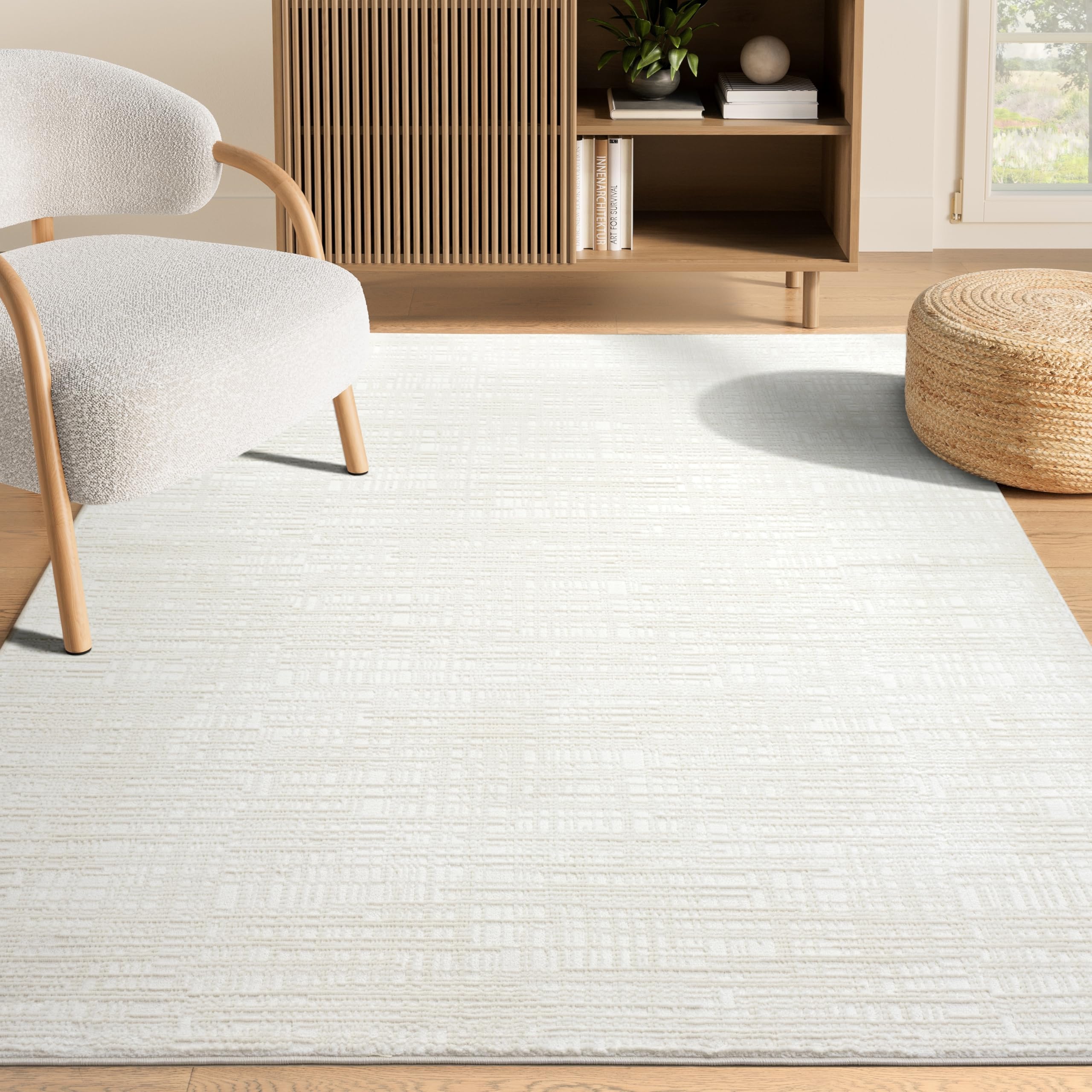 SAFAVIEH Area Rug 8x10 - Florida Shag Collection - Large - Cream & Beige, Scroll Design, Non-Shedding & Easy to Clean, High-Low Plush Pile, Ideal for Living ...