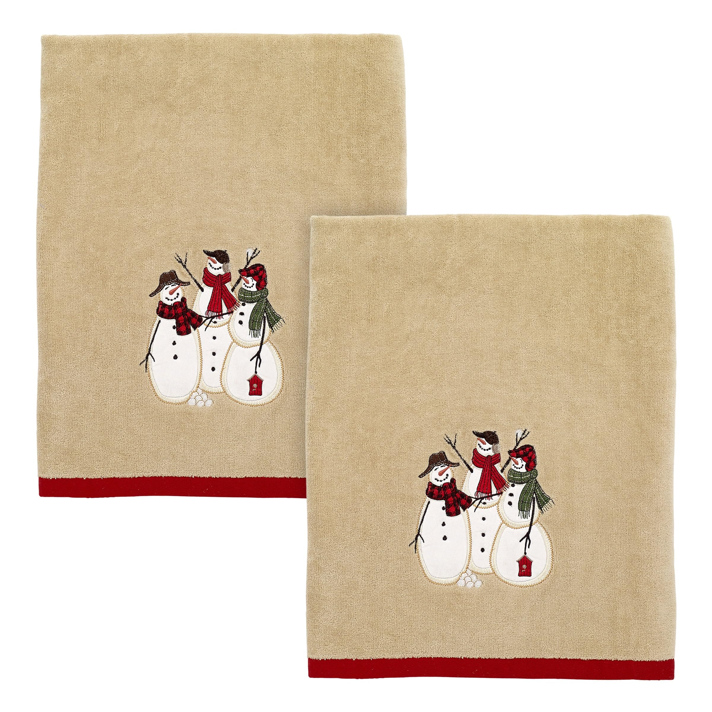 Serviettes de bain en coton brodé haut de gamme coloris roux