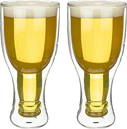 Fairly Odd Novelties Fairly Odd Novelties - Taza de botella de cerveza al revés, paquete de 2, divertida taza de vidrio invertido, tamaño único,