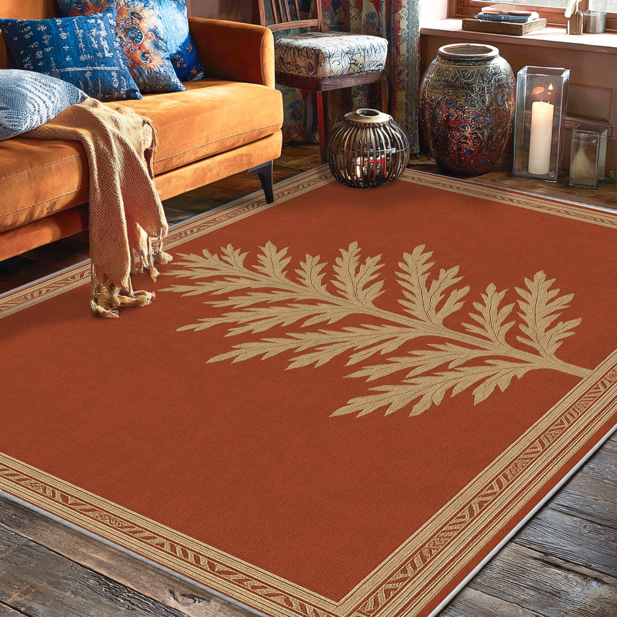 Tapis chaleureux terre cuite d'automne rustique maison cocoon