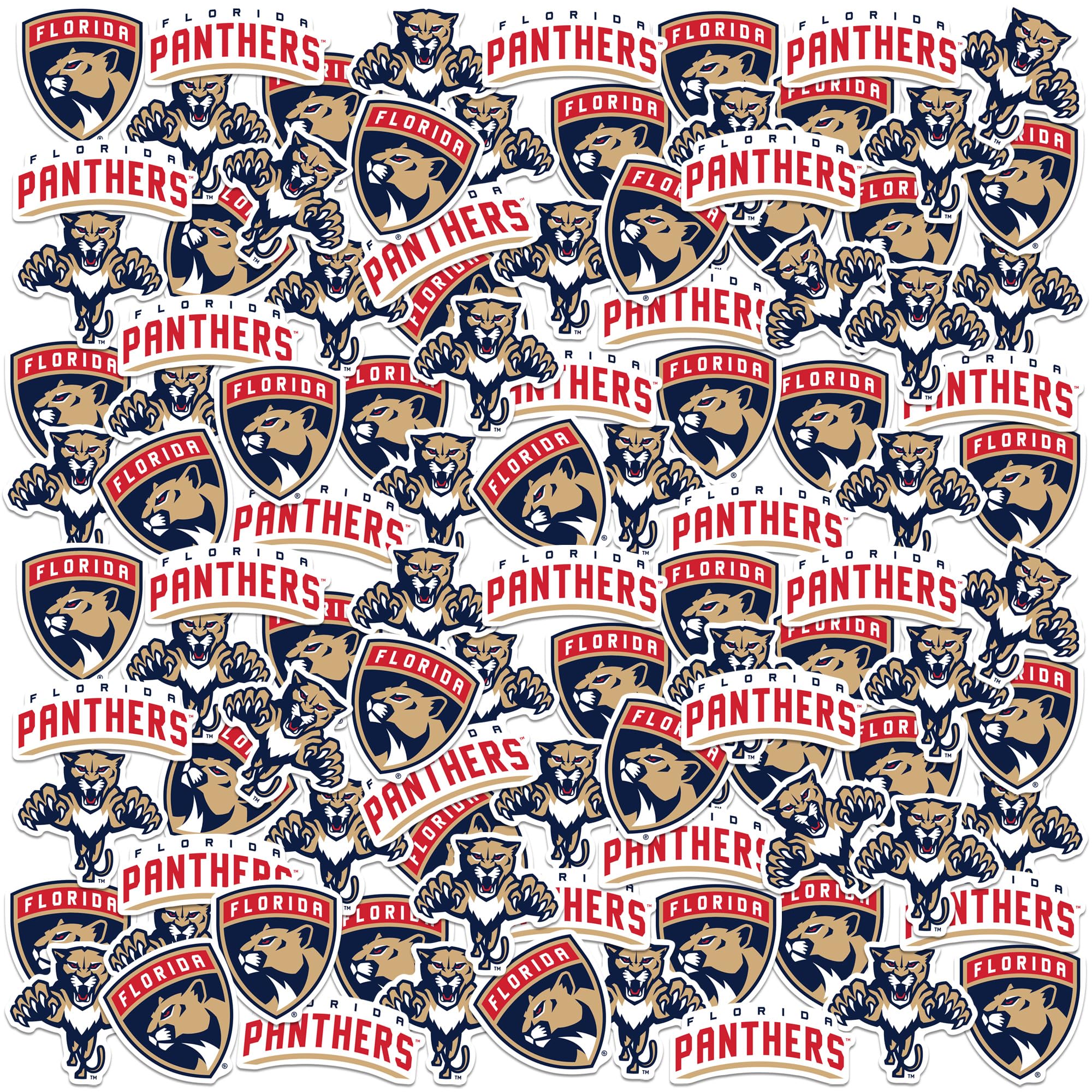 NHL Florida Panthers Logo 100ct Vinyl Large Deluxe Stickers Variety Pack – Officially Licensed Team Emblems – Laptop, Water Bottle, Scrapbooking,