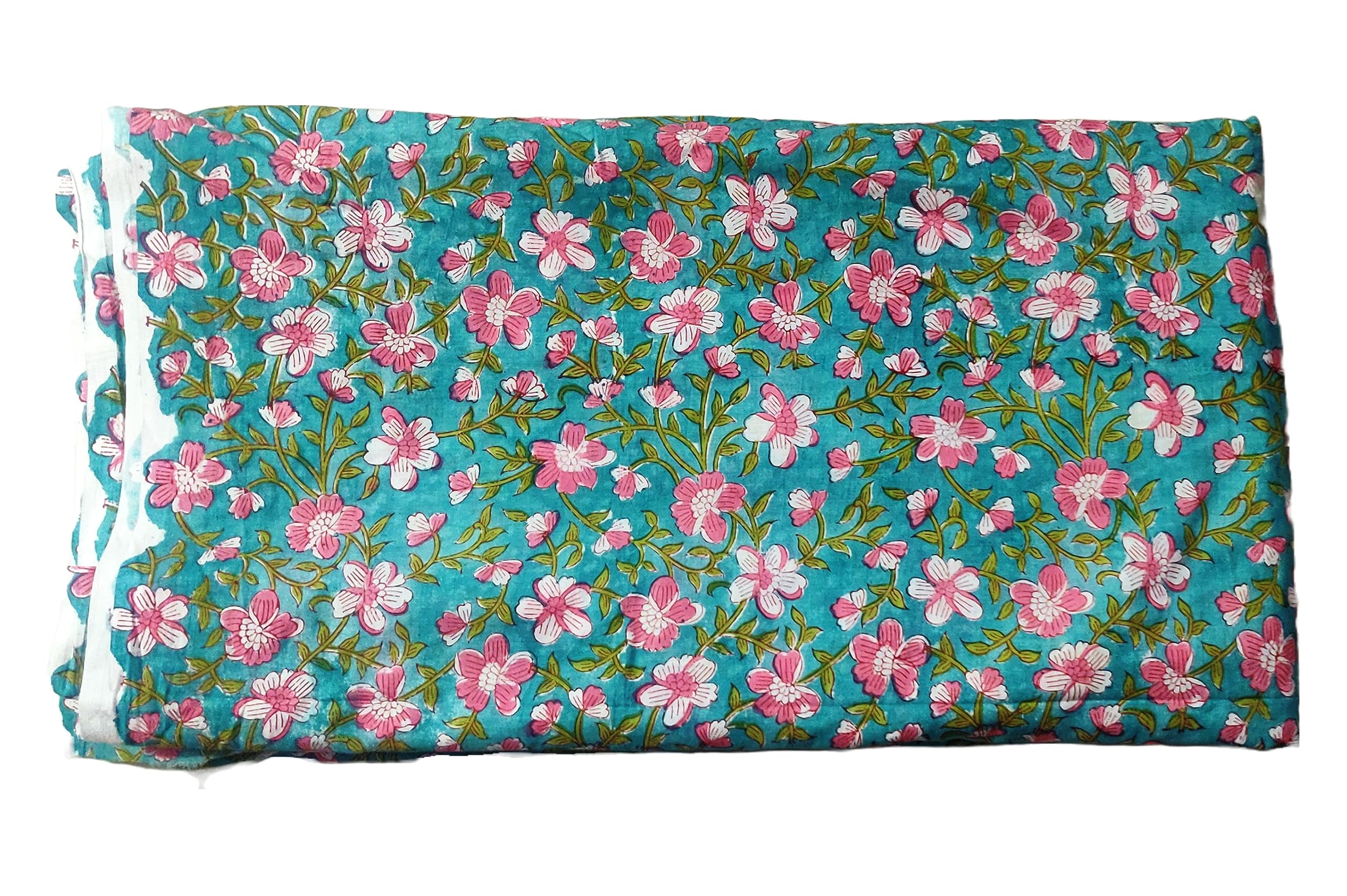 Traditional Jaipur Tkanina bawełniana z nadrukiem kwiatowym, indyjska tkanina z nadrukiem na letnią sukienkę, kurti, szalik, sofę, poszewka na poduszkę. (20 jardów)