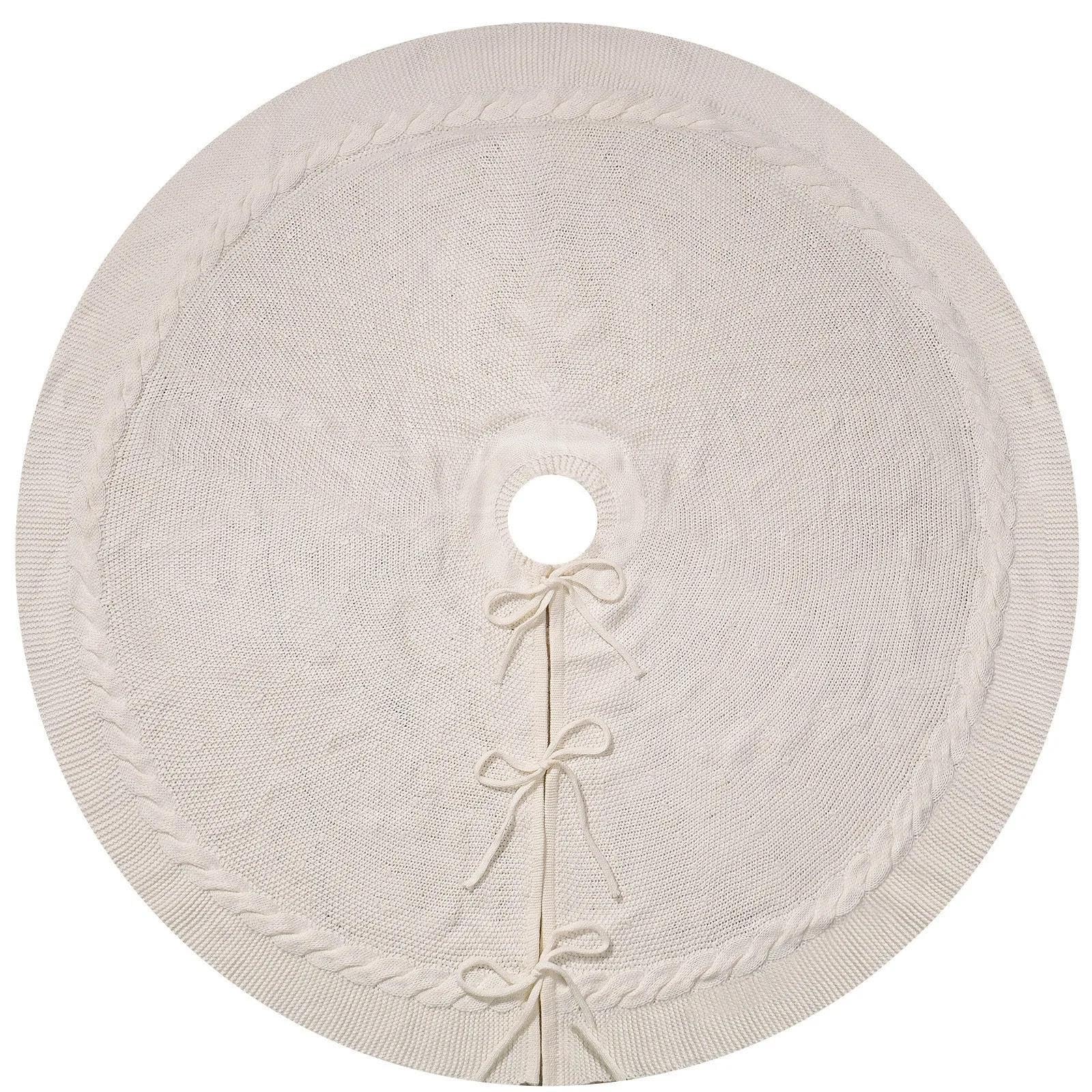 Tapis de Sapin Jupe d'arbre de Noël tricotée par câble