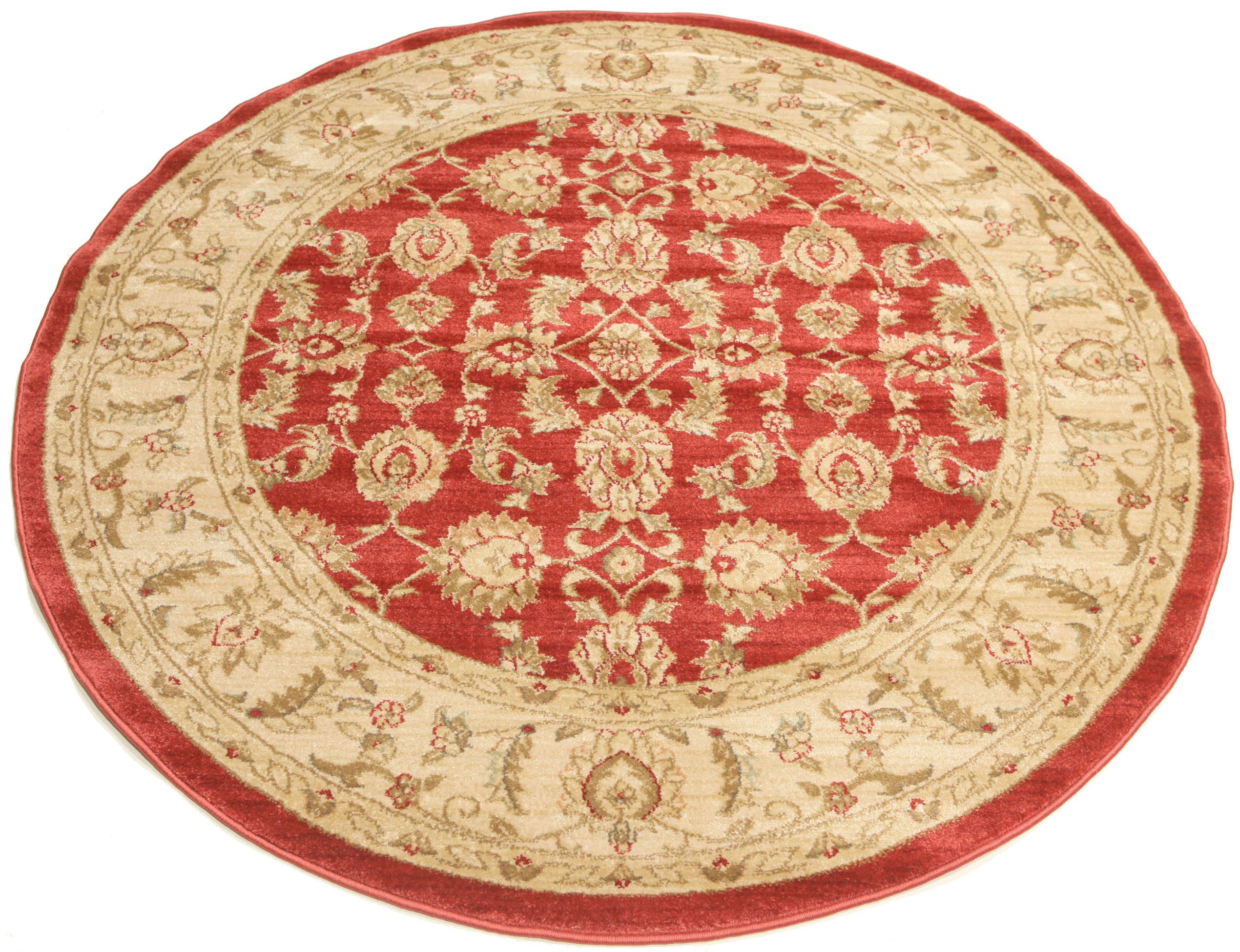 RugVista Ziegler Kaspin Teppich, Ø 150 cm, Rot | Orientalische, Rund, Niedriger Stapel, Nur chemische Reinigung, Oeko-Tex 100, Wohnzimmer, Esszimmer, Schlafzimmer, Küche