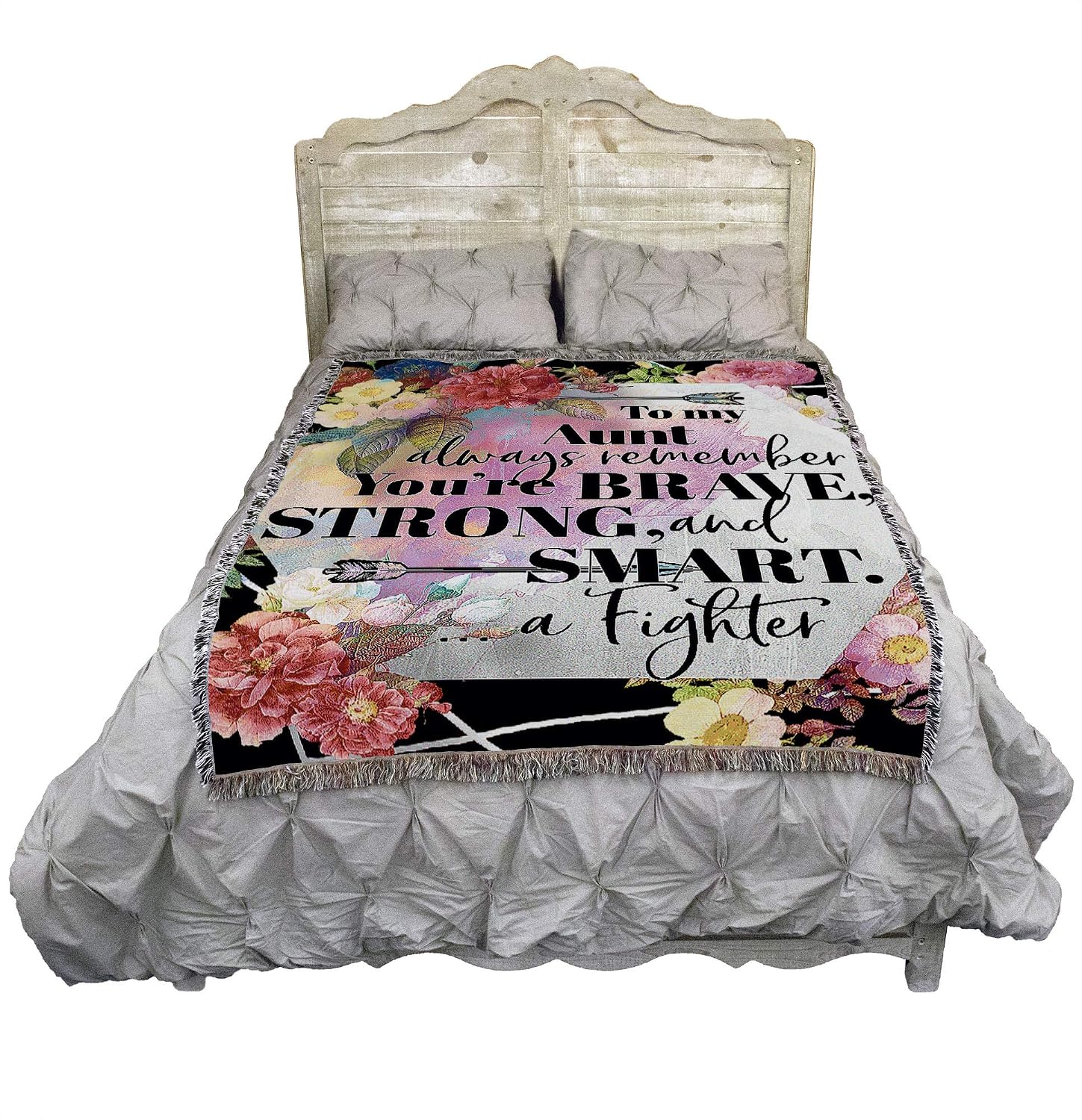 Pure Country Weavers Aunt - Always Remember You are Brave Strong and Smart Blanket - Gift Tapestry Throw Woven from Cotton - Made in the USA (72x54)
