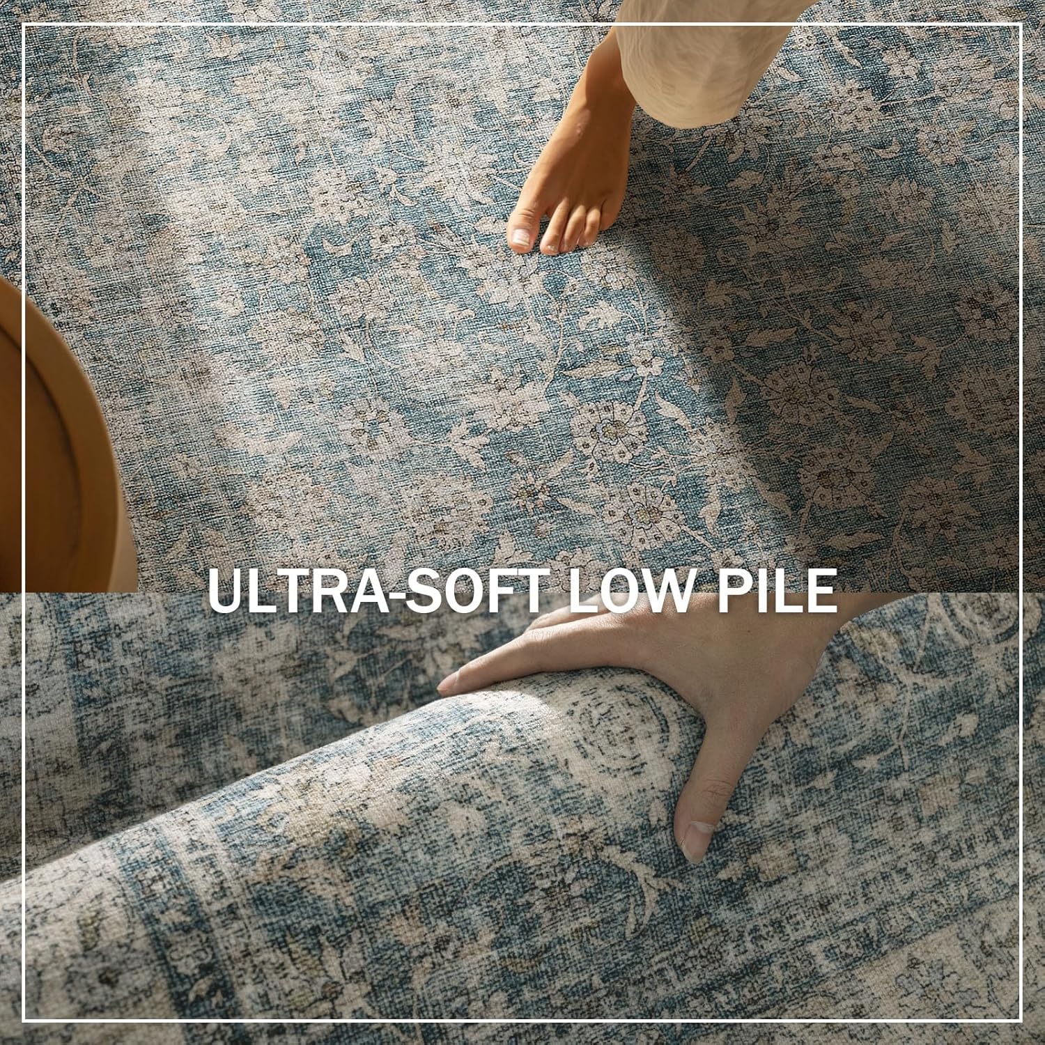Washable Kitchen Rug Runners for Hallways: 2'x6' Bedroom Rug with Non Slip Backing Low-Pile Soft Indoor Floor Carpet Runner for Indoor Entryway Hallways Kitchen Laundry Room Farmhouse