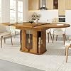 Extendable Dining Table 4-6 Seater, Round Extending Dining Table with Glass Doors, 118-158cm, Extends to Oval, Modern Kitchen Table for Living Room, Dining Room, Restaurant, Walnut