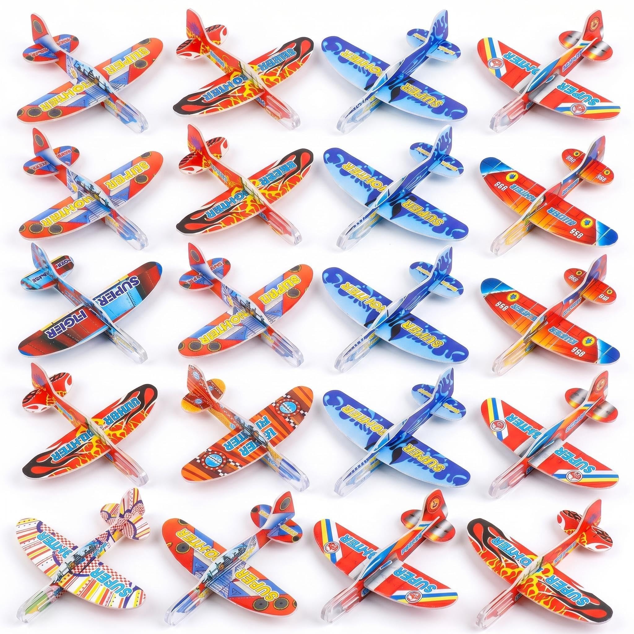 Cretvestsar 20 Pack Mini Glider Planes, Foam Hand Throw Airplanes, Easy Assembly Lightweight Flying Toys for Party Favors Classroom Prizes Outdoor Indoor Games