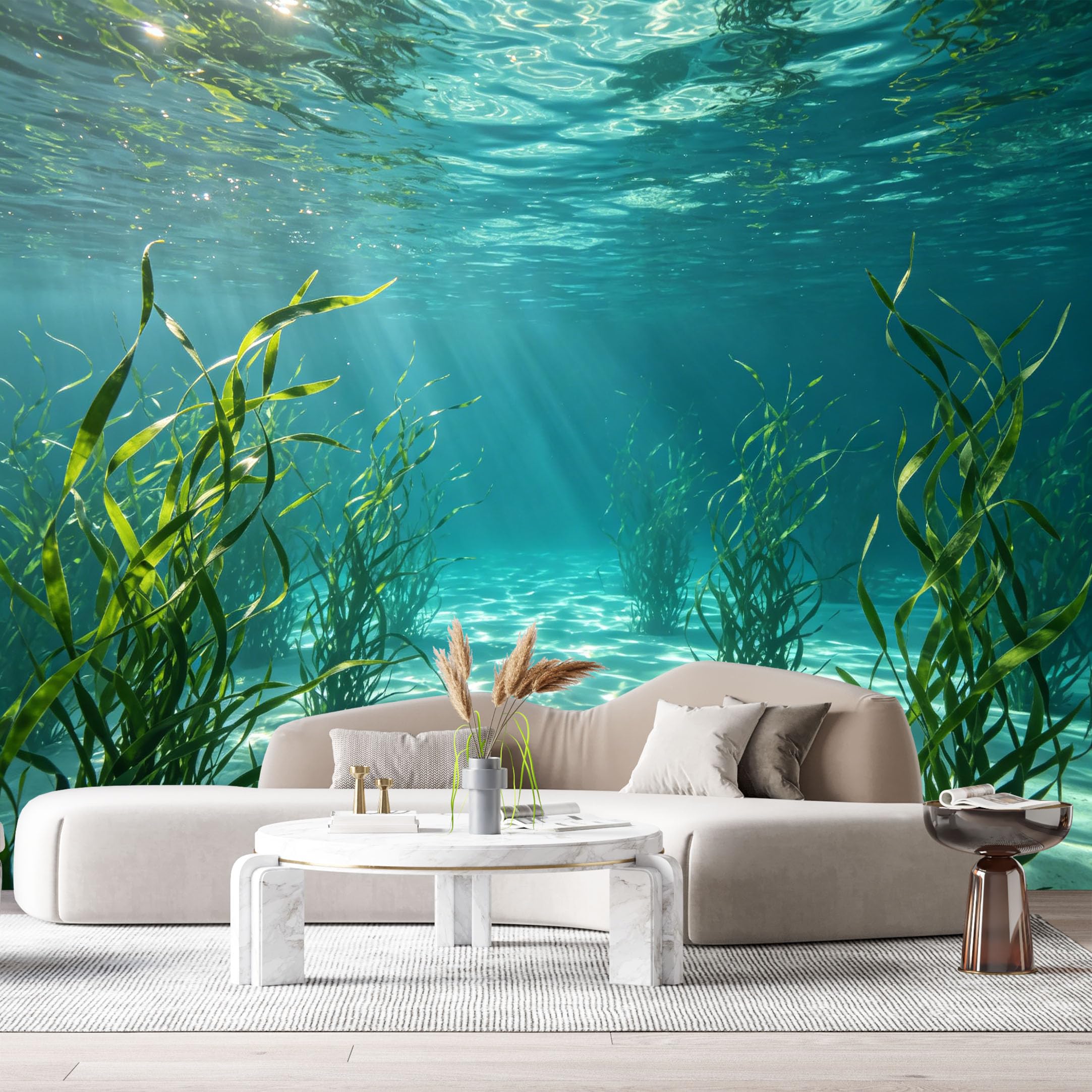 Custom Size Wall Murals Ocean Marine Tropical Underwater Seaweed Sandy Seabed 3D SelfAdhesiveWall Fabric Removable Wallpaper Wall Decor for Living Room Bedroom Bathroom