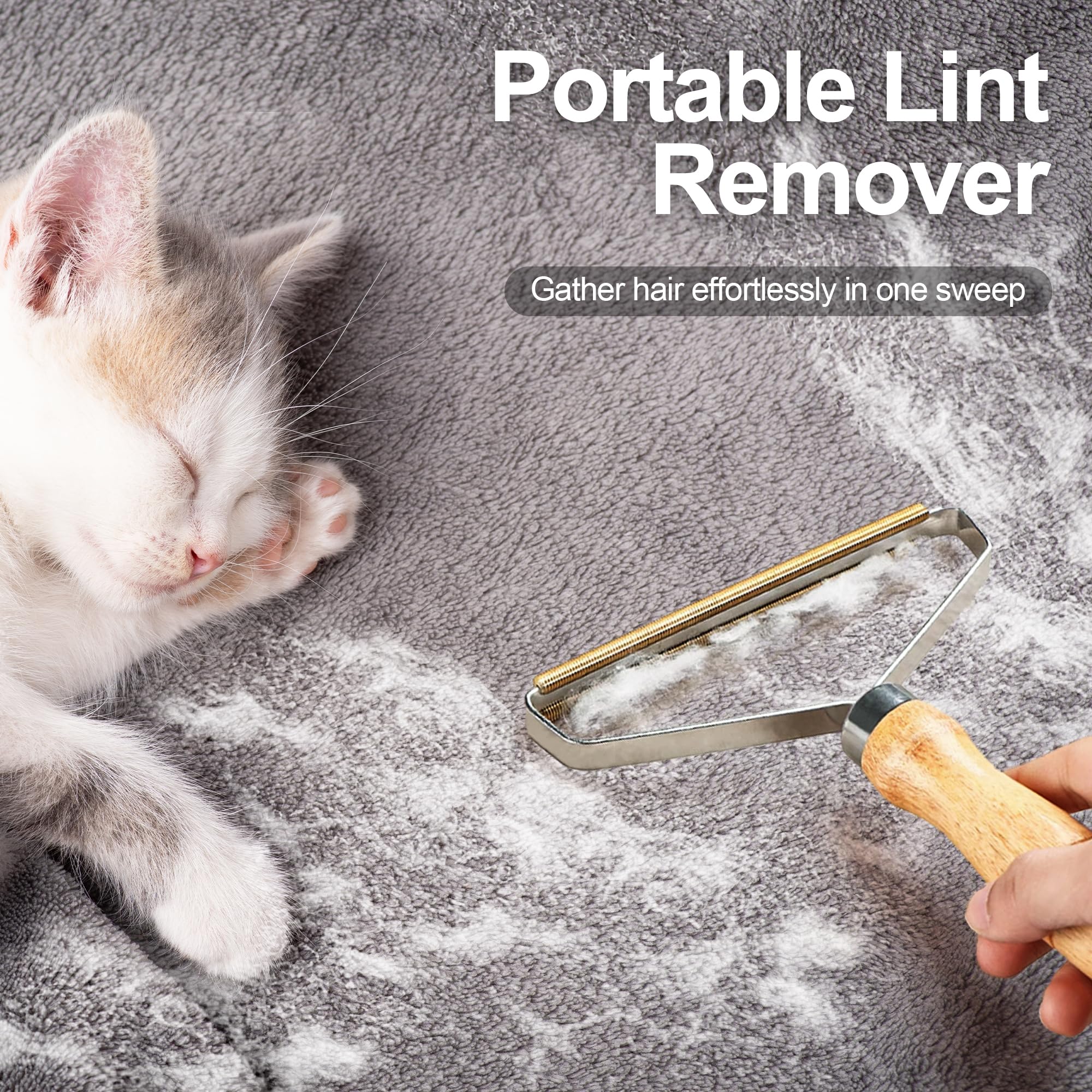 NEWE Scopa in Gomma con Manico Regolabile da 146 cm Include 1 Pezzi Lint Remover Levapelucchi Portatile, 3 in 1 Spazzola per Tappeti Moquette Piastrelle Finestre