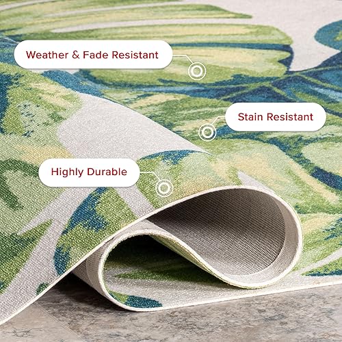 Miniatura 4 de NuLOOM - Alfombra Lisa con flores, para interiores y exteriores, 4 pies cuadrados