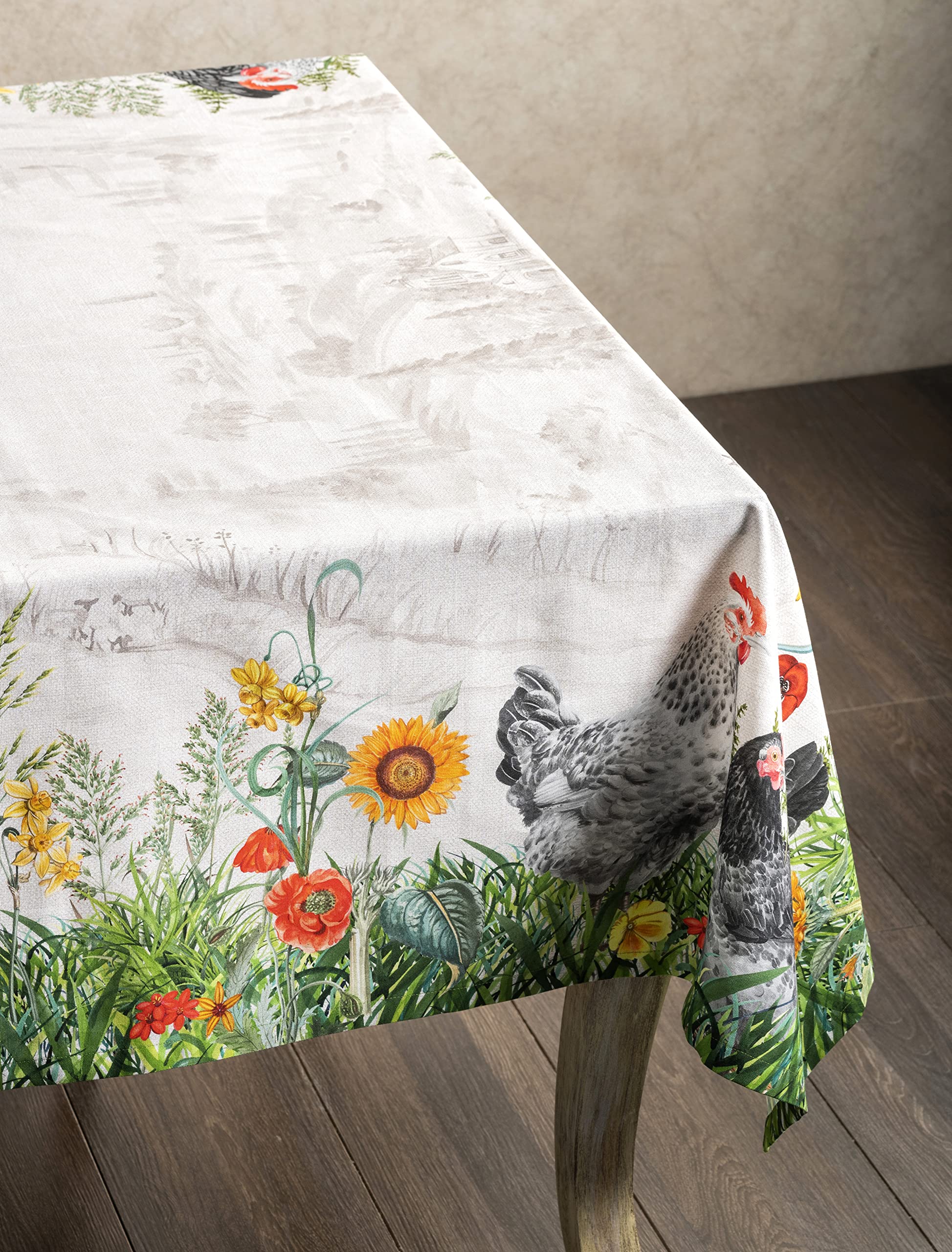 Maison d' Hermine Table Cloth Rectangle Table 100% Cotton 180 cm x 140 cm Tablecloth Reusable Everyday Use for Dining Farmhouse Home Party Festive Gifts for Mothers Day (Basse Cour) - Image 3