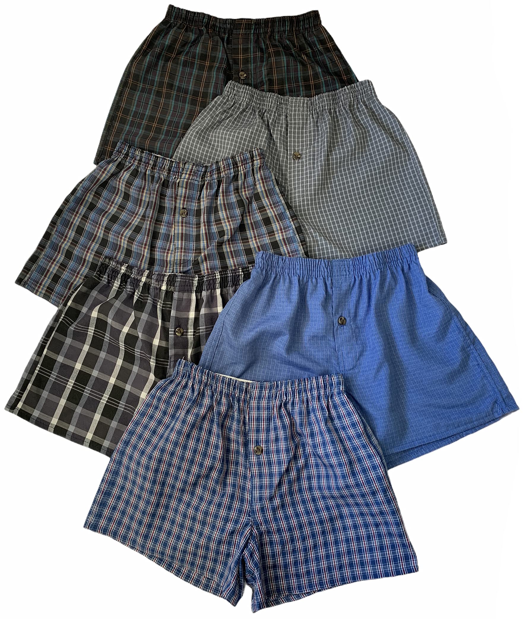ToBeInStyle Boys Pack of 3 or 6 Cotton-Blend Tartan Patterned Boxer Shorts
