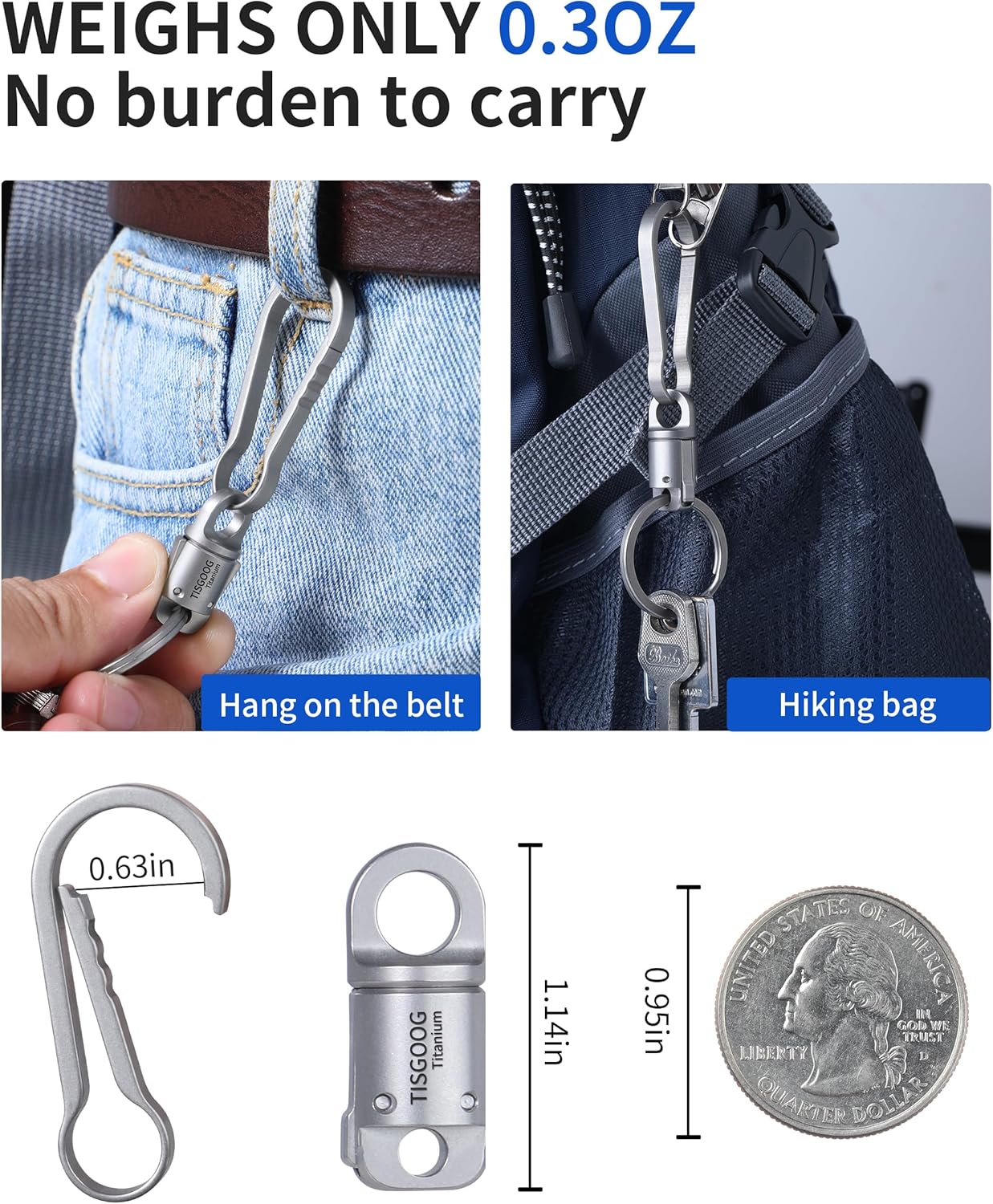 Titanium Quick Release Keychain, Detachable Magnetic Key Holder, 360°Rotatable, 88LB Load Capacity