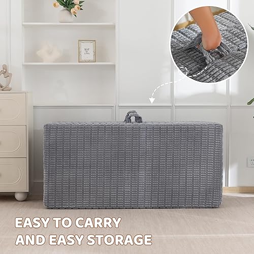 Miniatura 9 de BYBYME Colchón plegable de espuma viscoelástica, cubrecolchón plegable de gel de 6 pulgadas, almohadilla plegable suave para cama de invitados para