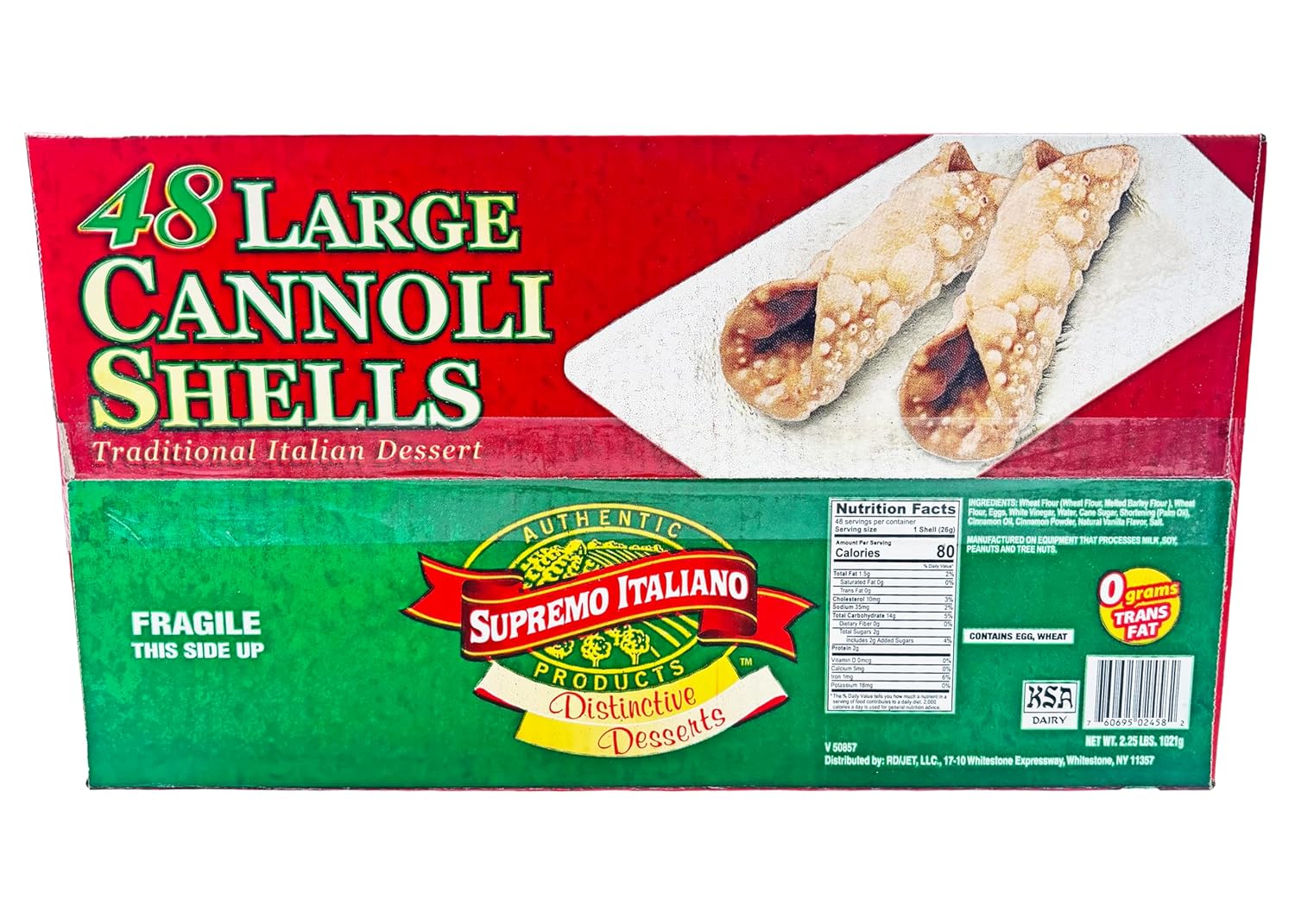 Supremo Italiano Large Cannoli Shells | Kosher | 48 Count