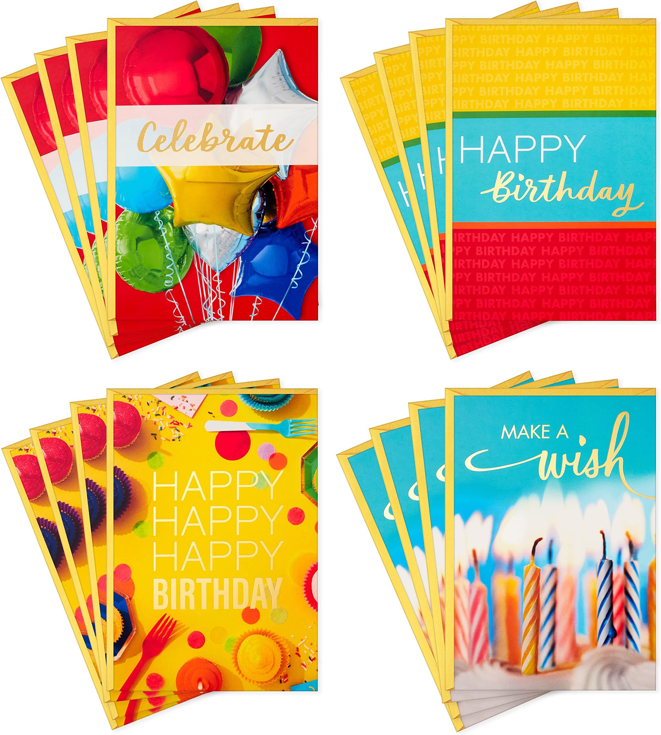 Birthday Cards Assortment, 16 Cards with Envelopes (Classic Celebrate)