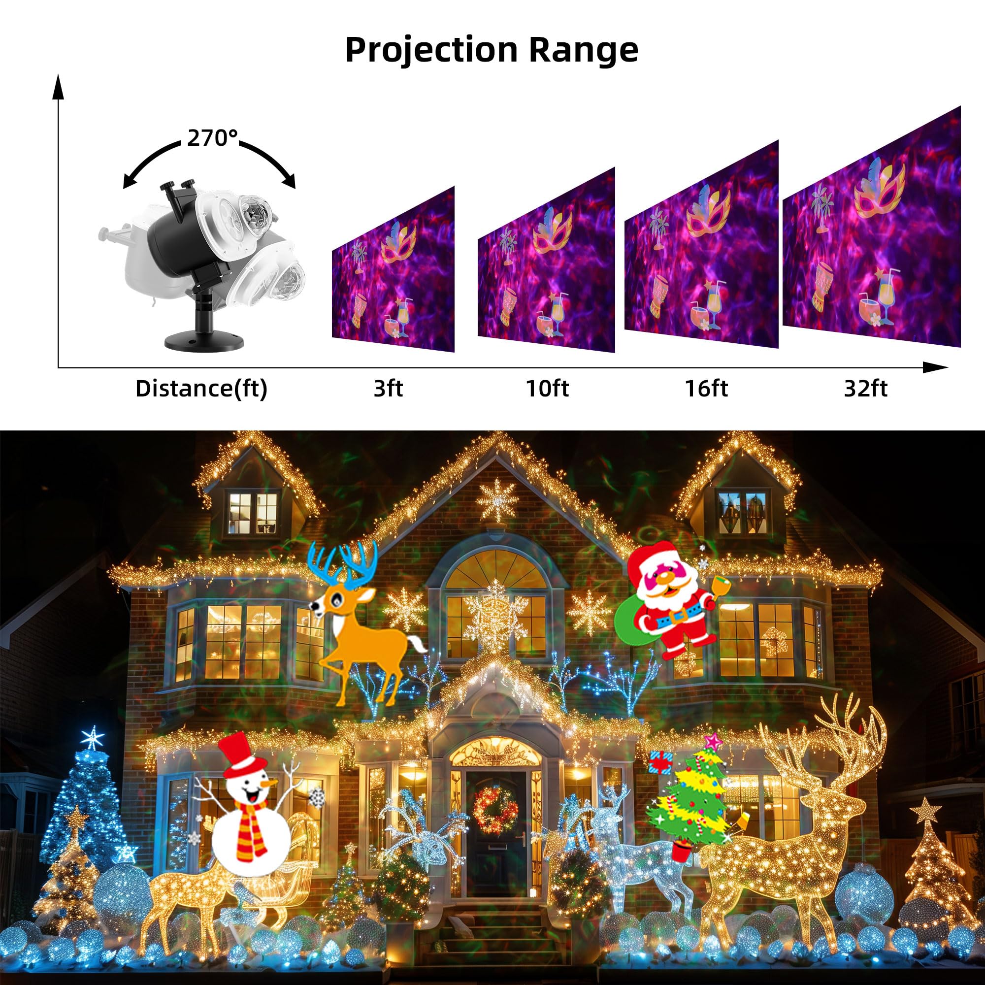 Halloween Weihnachten Projektor Lichter Aussen Wasserdicht 2 in 1 LED Outdoor Projektoren mit Fernbedienung Timer