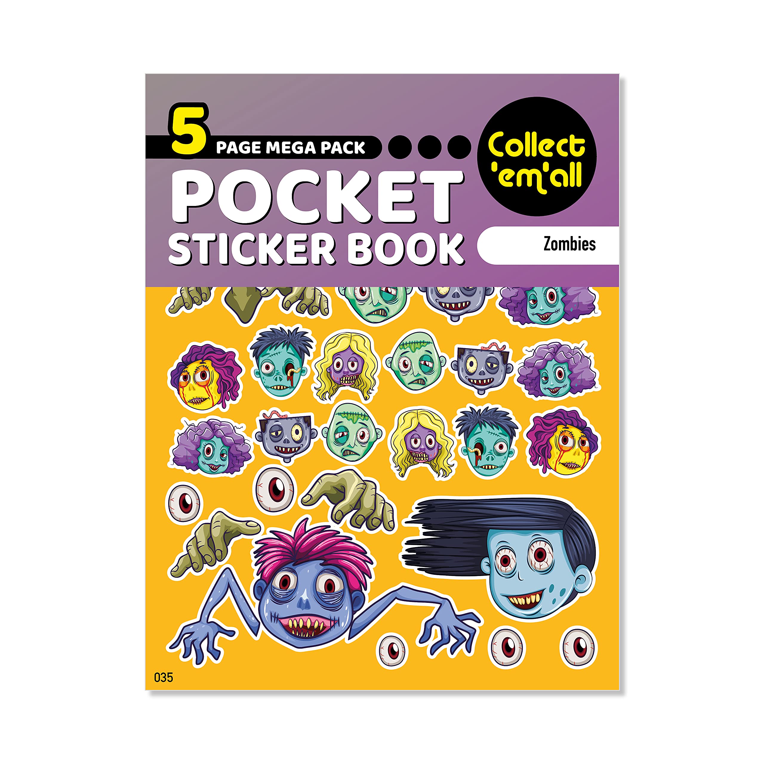Lds Landlord Direct Supplies Multi-Color Pocket Sticker Book (5 Pages) - 64 Mega Packs To Collect Coloured Stickers For Kids - Zombies