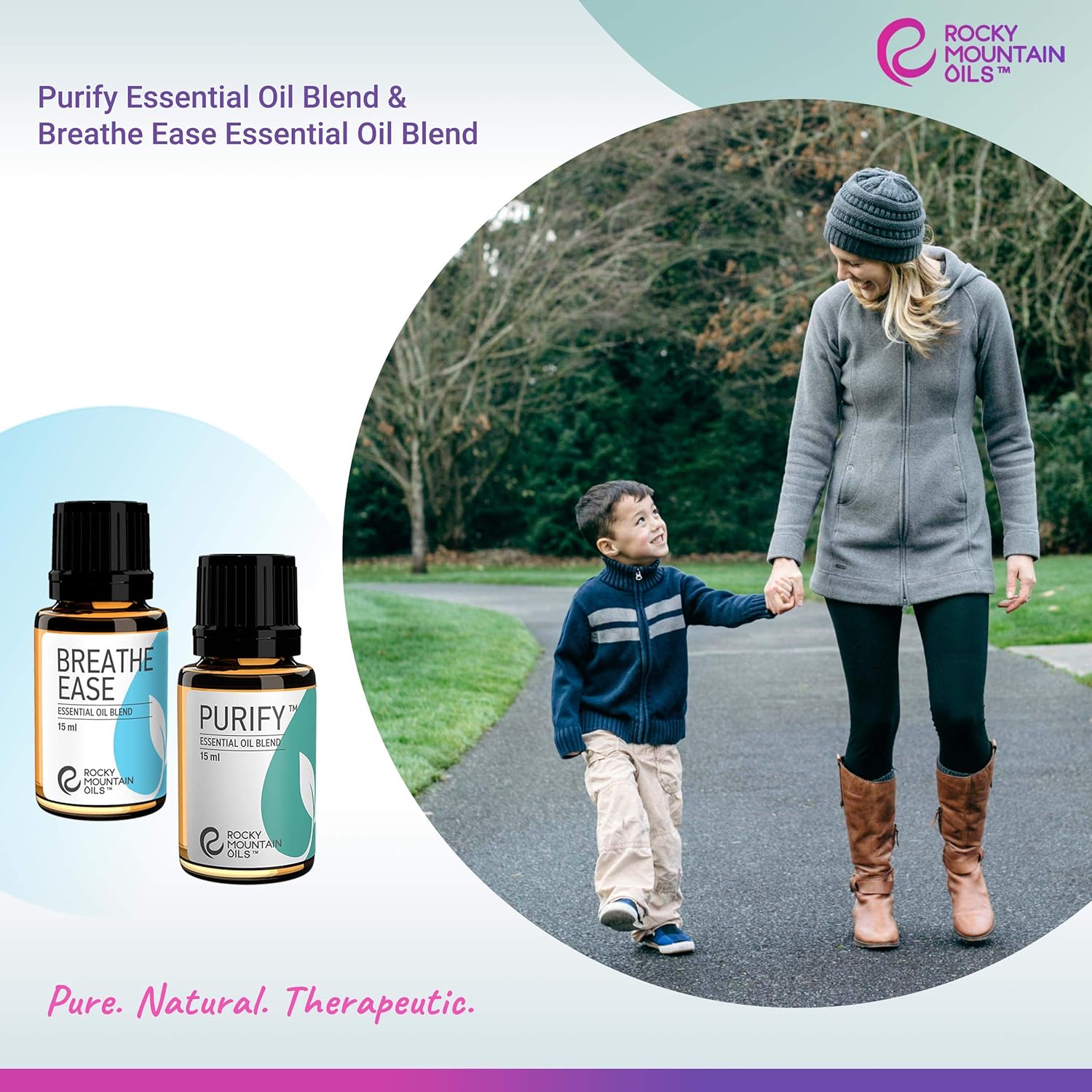 Rocky Mountain Oils Breathe Ease Essential Oil Blend & Purify Essential Oil Blend - Pure and Natural Aromatherapy Essential Oils for Diffuser, Topical, and Home - 15ml