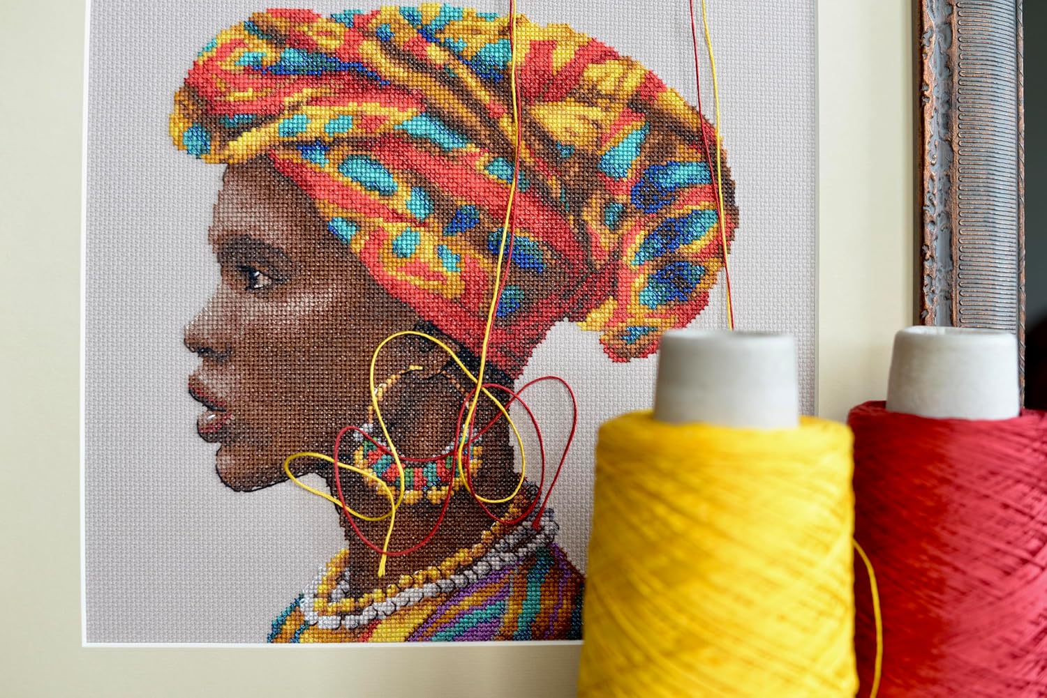 RIOLIS - Amazing Women. Africa 2164, Valentine Cross Stitch Kits 11¾"x11¾, Cross Stitch Kits for Beginners & Advanced, Crossstitching Kit Adult, Embroidery Counted Stitching Kit