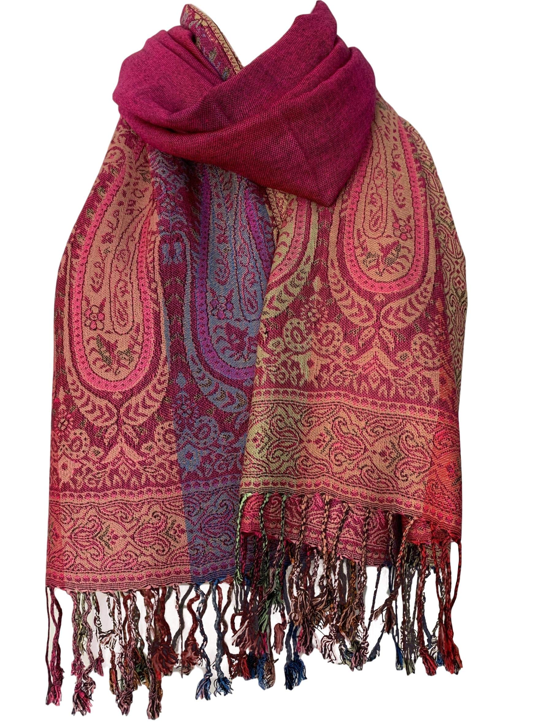 Purple Possum Women's Pink, Cerise, Fuchsia, Hot Pink Purple Possum® Pink Scarf Cerise Fuchsia Orange Blue Floral Shawl Flowers Pashmina Wrap