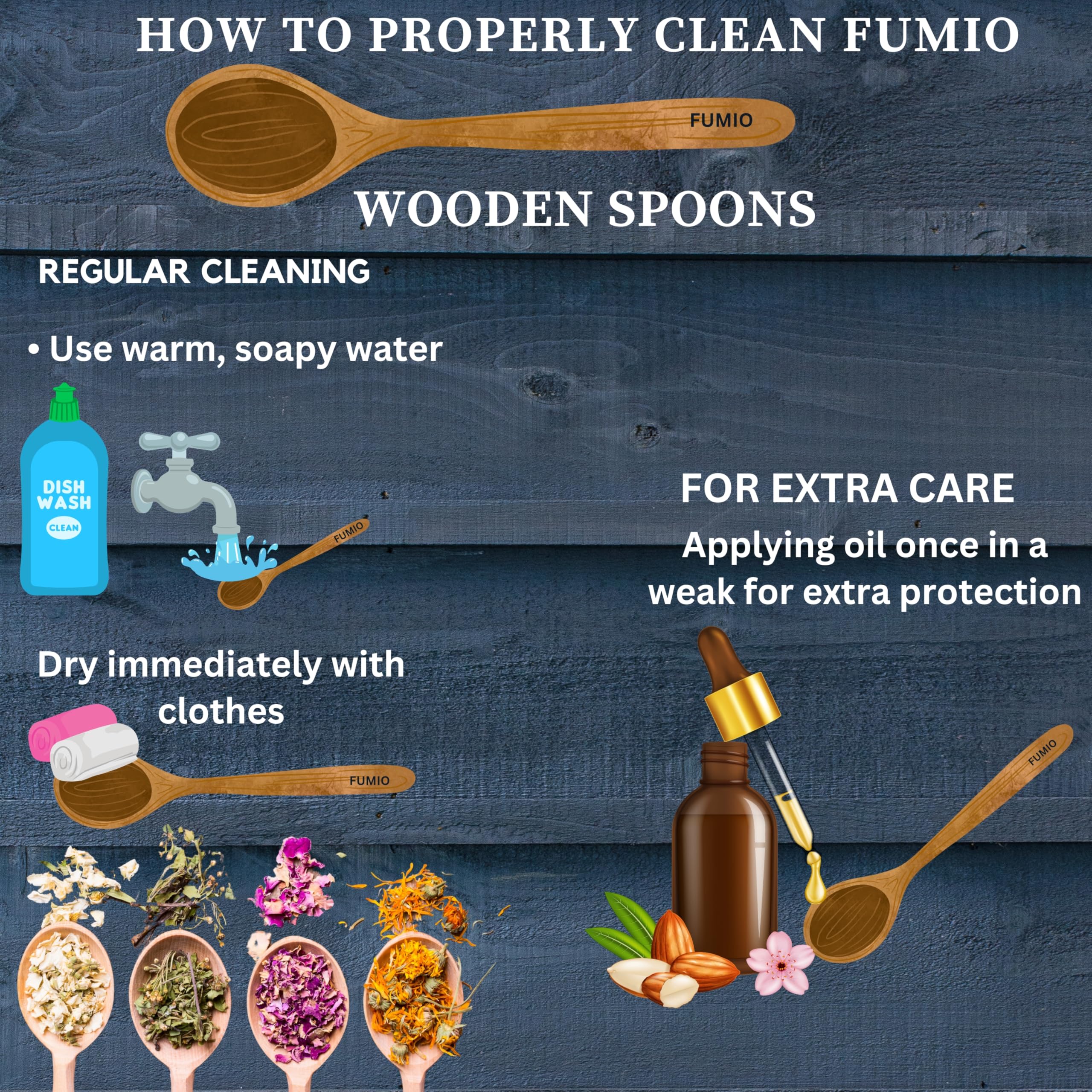 FUMIO Juego de 3 cucharas y espátulas de madera de acacia, utensilios de cocina de madera natural de alta calidad para cocinar, remover y servir, y diseño resistente al calor, hecho a mano