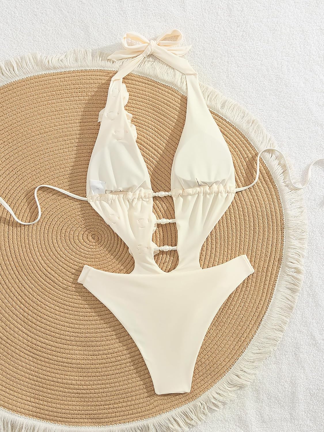 SPORLIKE Women's One Piece Swimsuit Plunging Neck Cutout Bathing Suit Backless Swimwear Padded Monokini