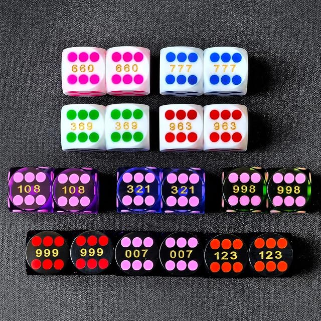 Foto 4 de 8 de Bescon - Dados de precisión profesional de esquina redonda de 9/16 pulgadas (14,3 mm) con puntos coloridos…