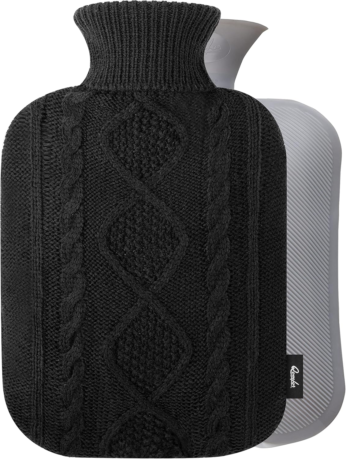 Hot Water Bottle with Cover Premium Soft Knitted Cover 1.8l Large
