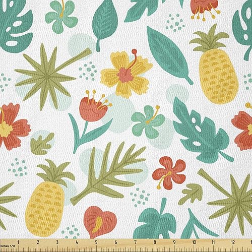 Miniatura 36 de Tela de panda Lunarable de The Yard, diseño de oso asiático con dibujos animados comiendo hojas y ramas, animal silvestre, tela decorativa para